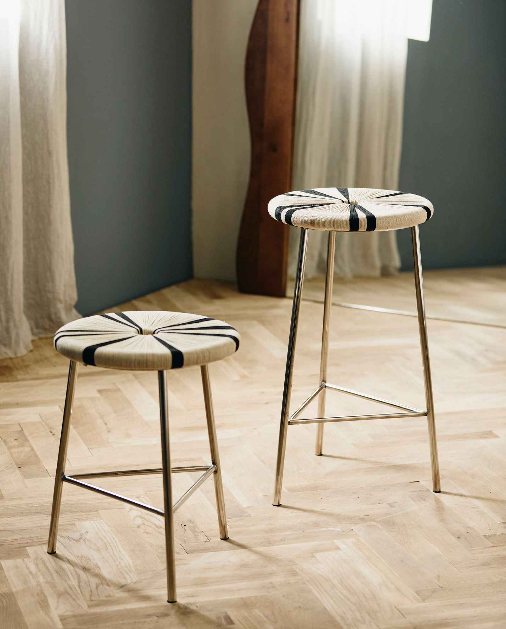 MORICE stool, high - black/ivory - Bambuá