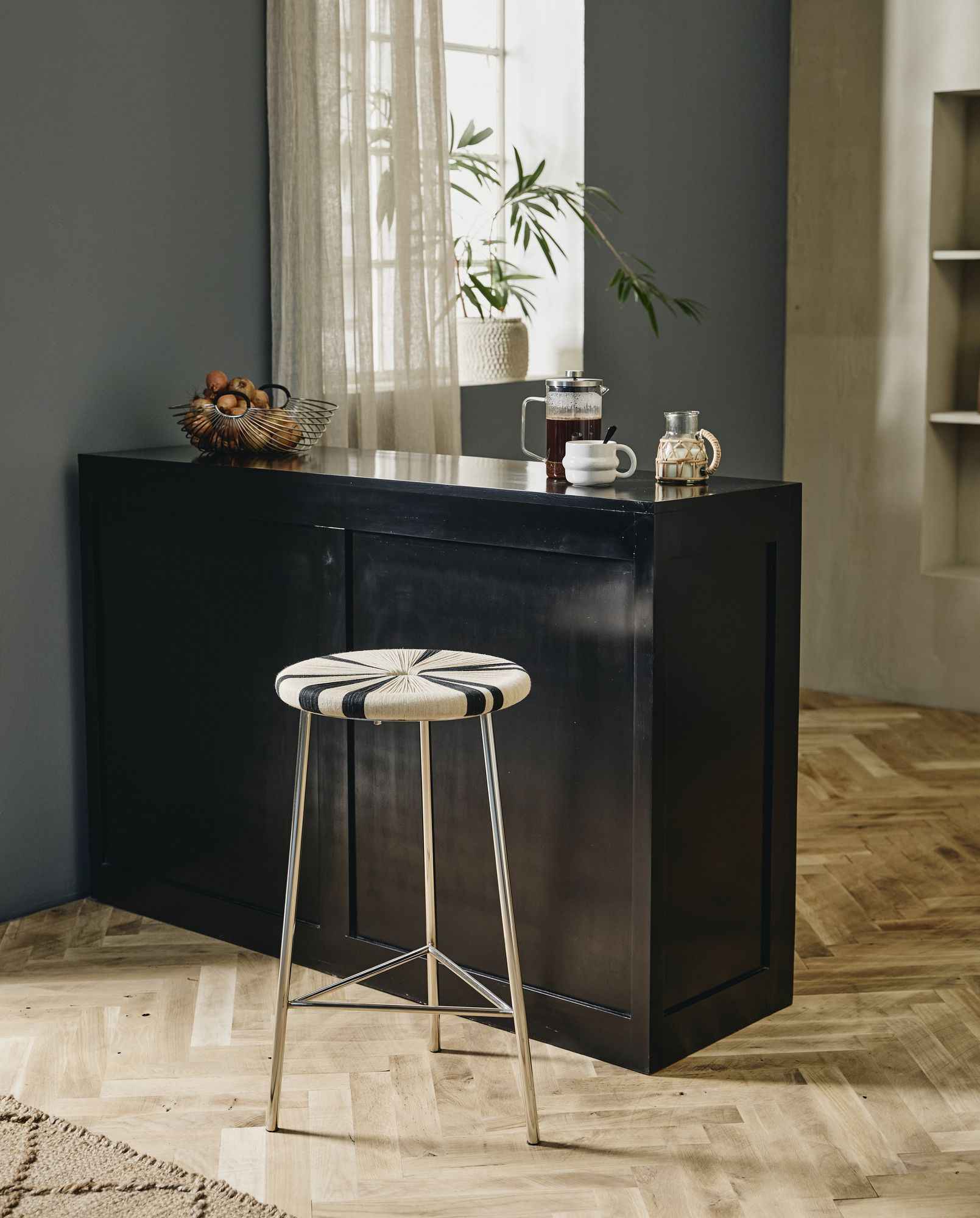 MORICE stool, high - black/ivory - Bambuá