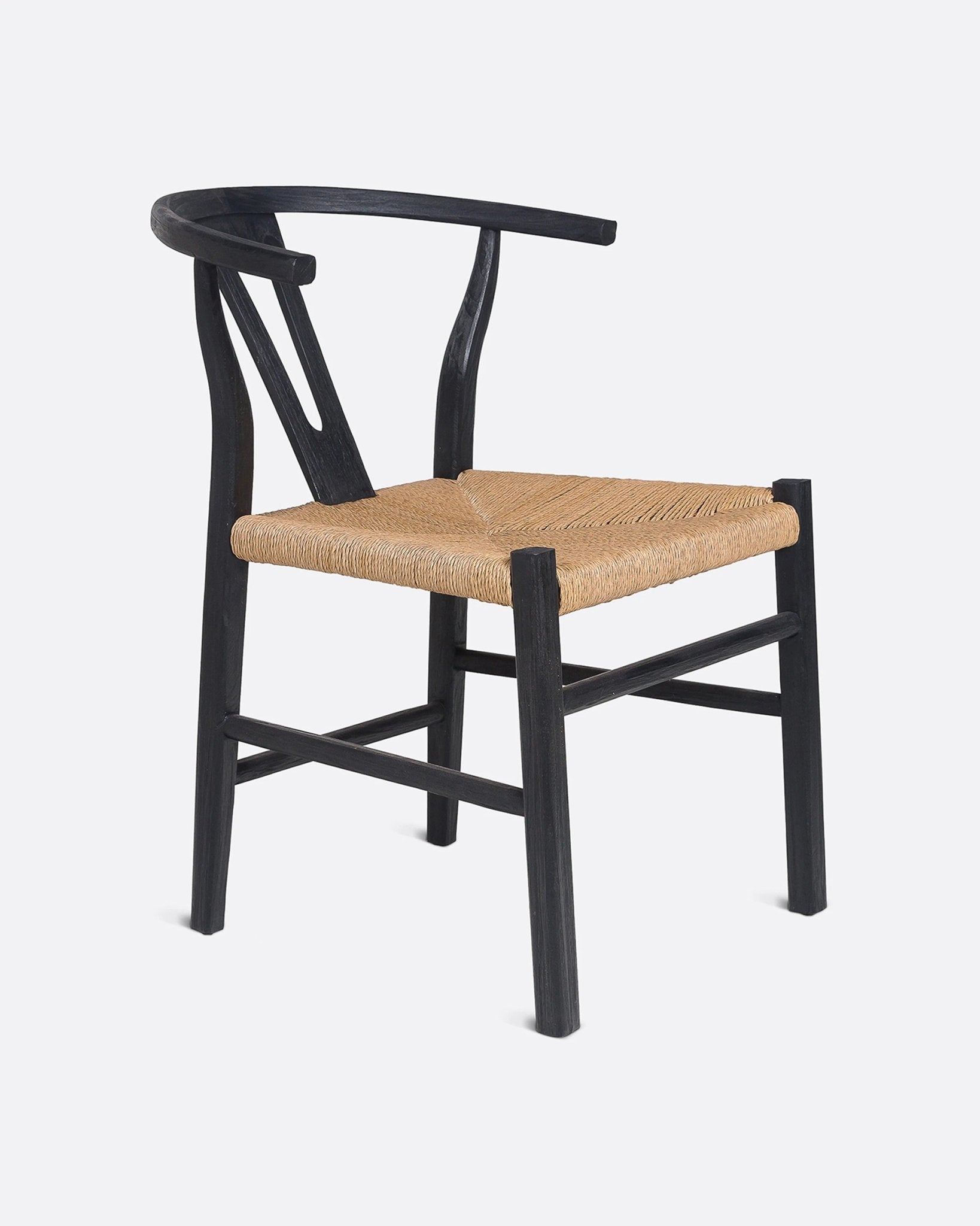 ROB chair in teak wood and paper cord in black colour - Bambuá