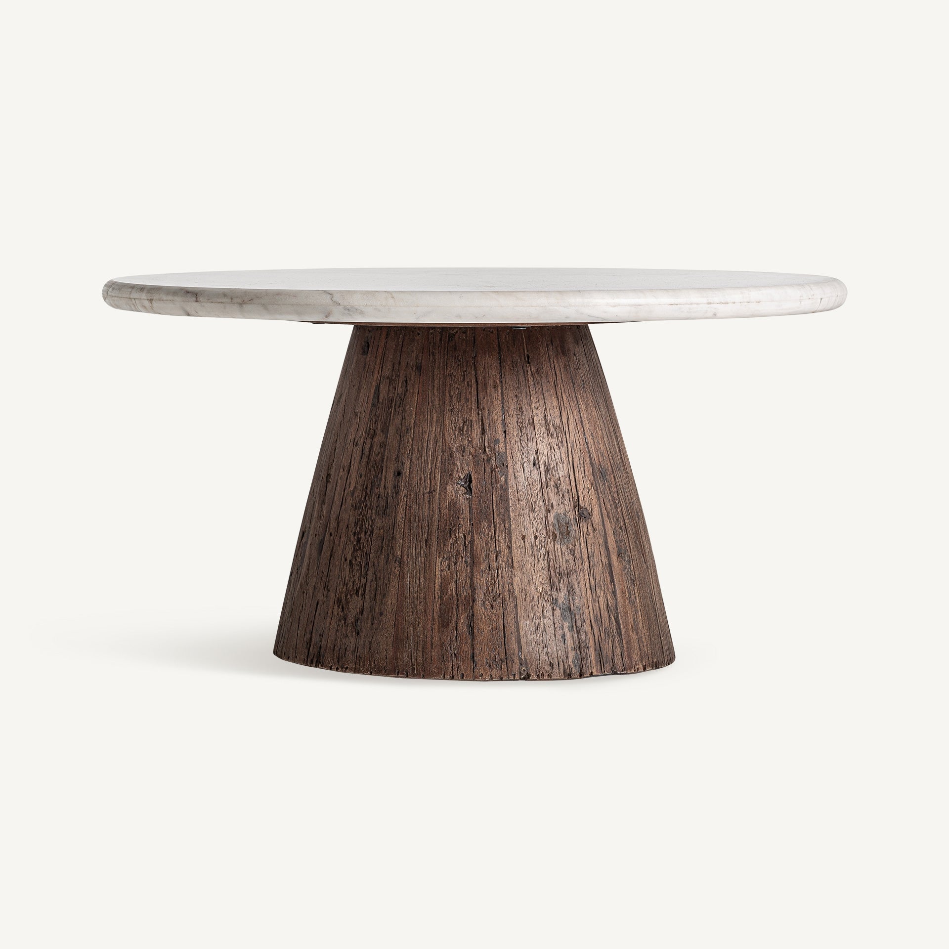 Skorup Coffee Table – White Marble and Aged Brown Wood Finish - Bambuá