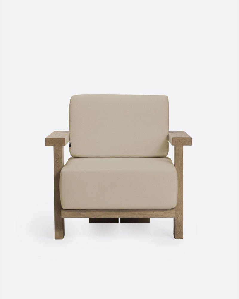 PANJANG 1 - seater outdoor sofa in teak wood and natural upholstery - Bambuá