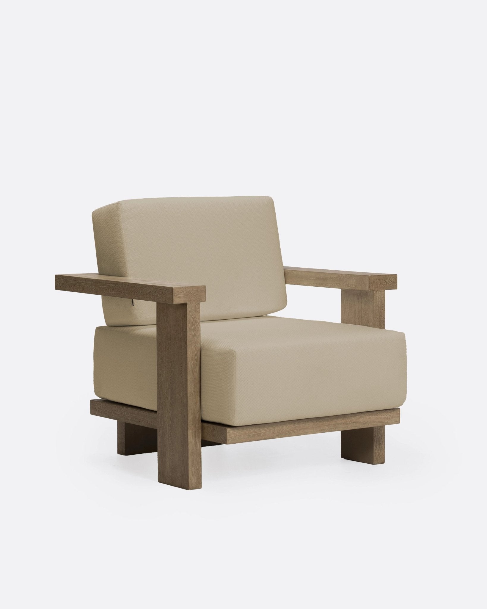 PANJANG 1 - seater outdoor sofa in teak wood and natural upholstery - Bambuá