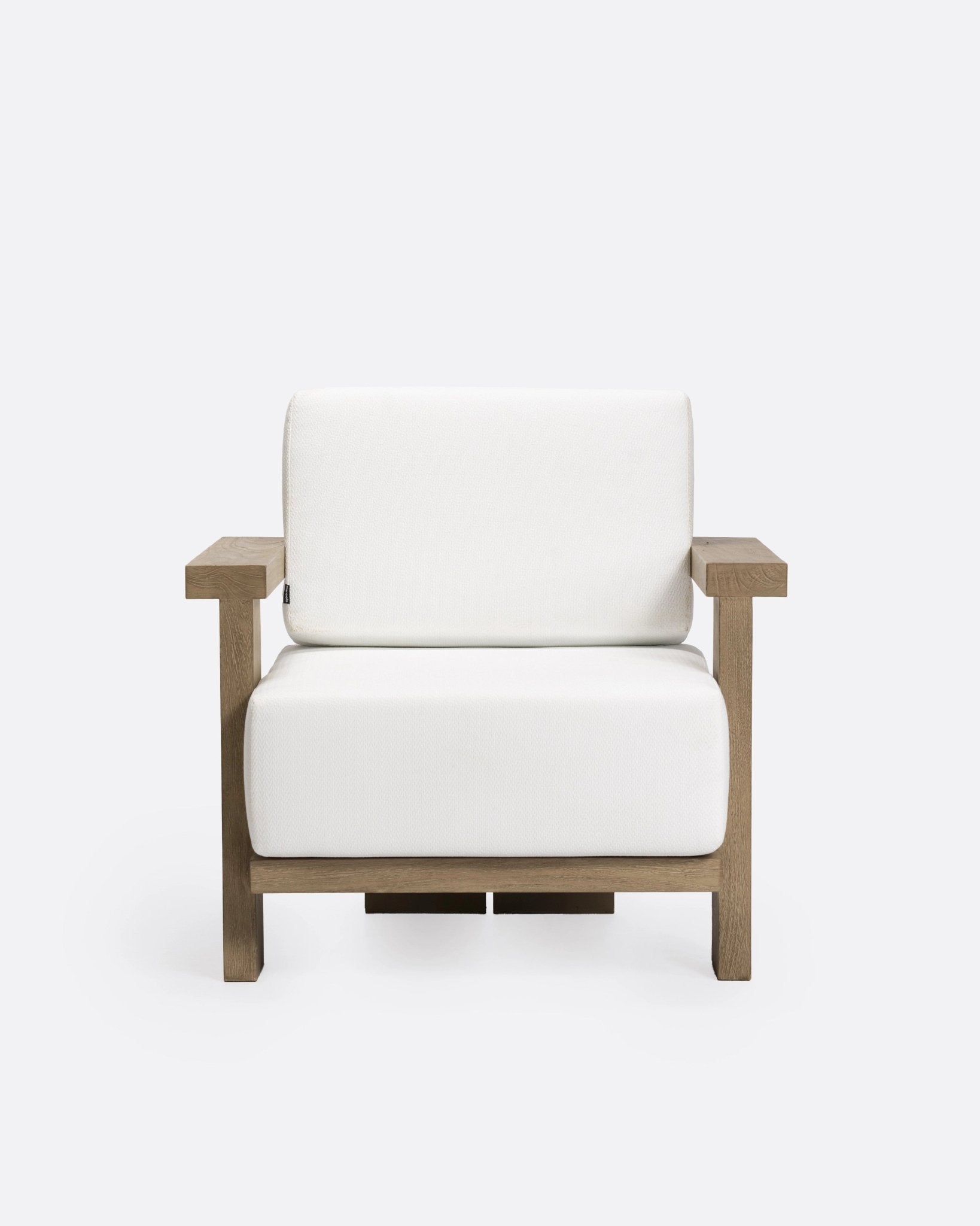 PANJANG 1 - seater outdoor sofa in teak wood and white upholstery - Bambuá