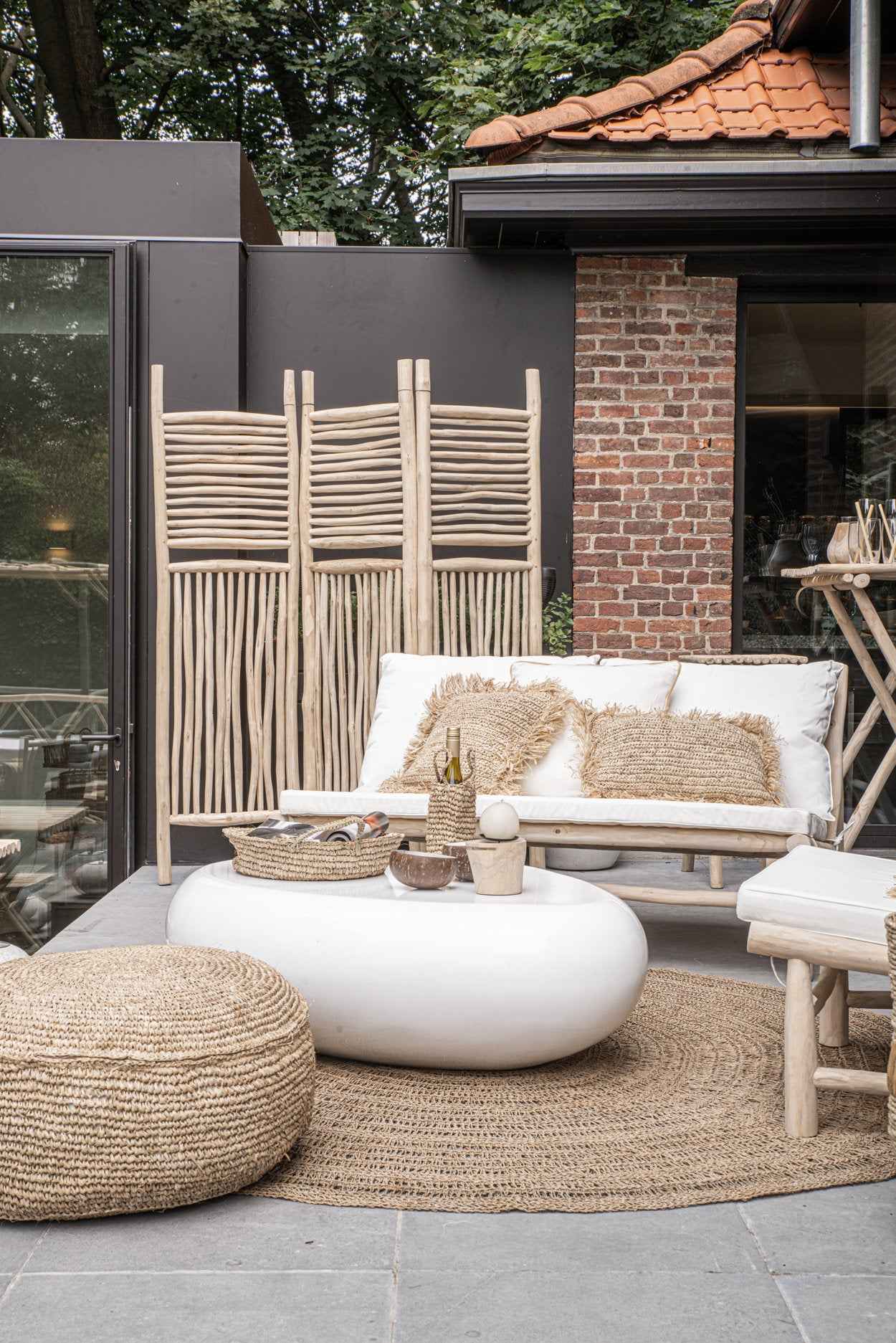 The Raffia Flores Pouffe - Natural