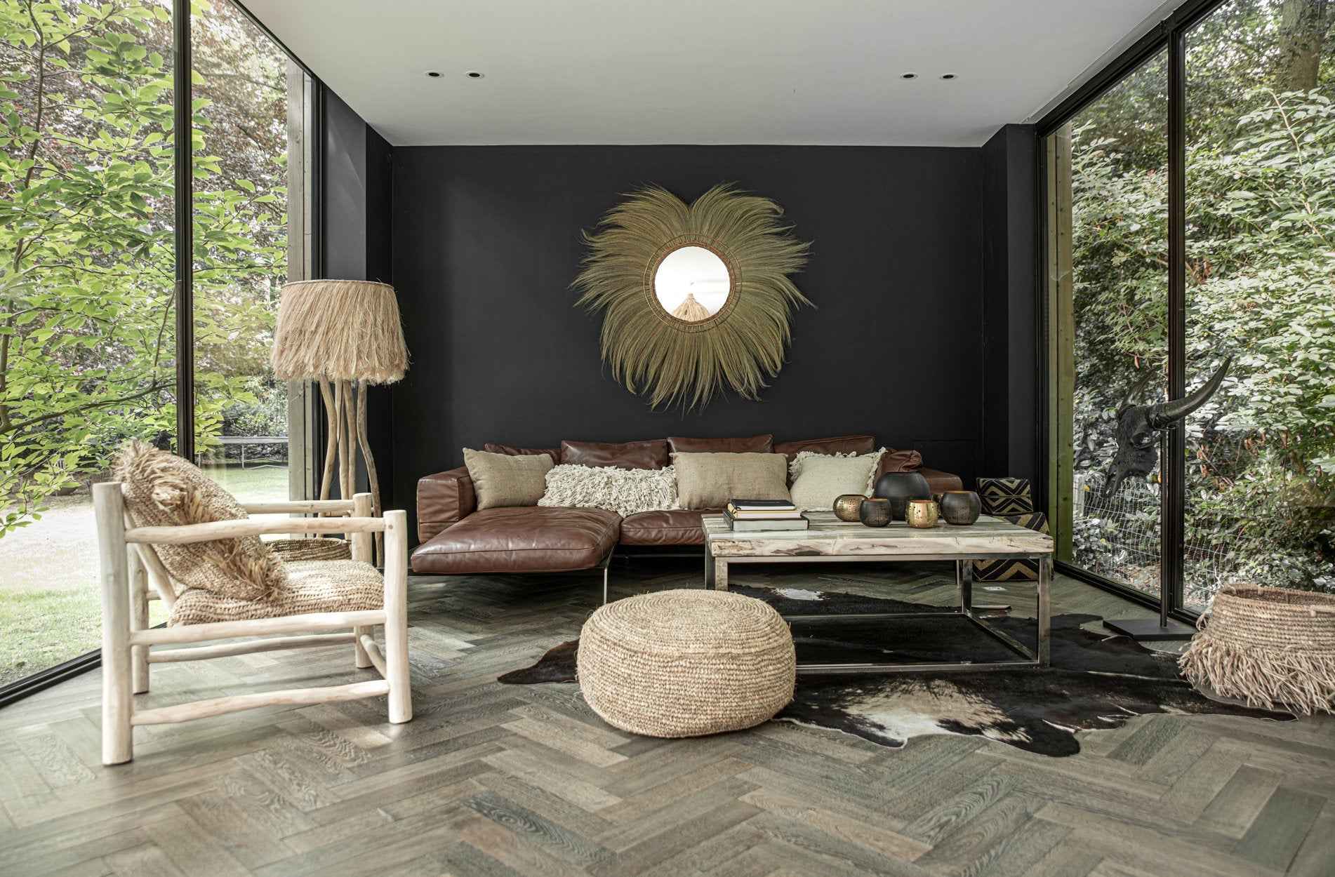 The Raffia Flores Pouffe - Natural