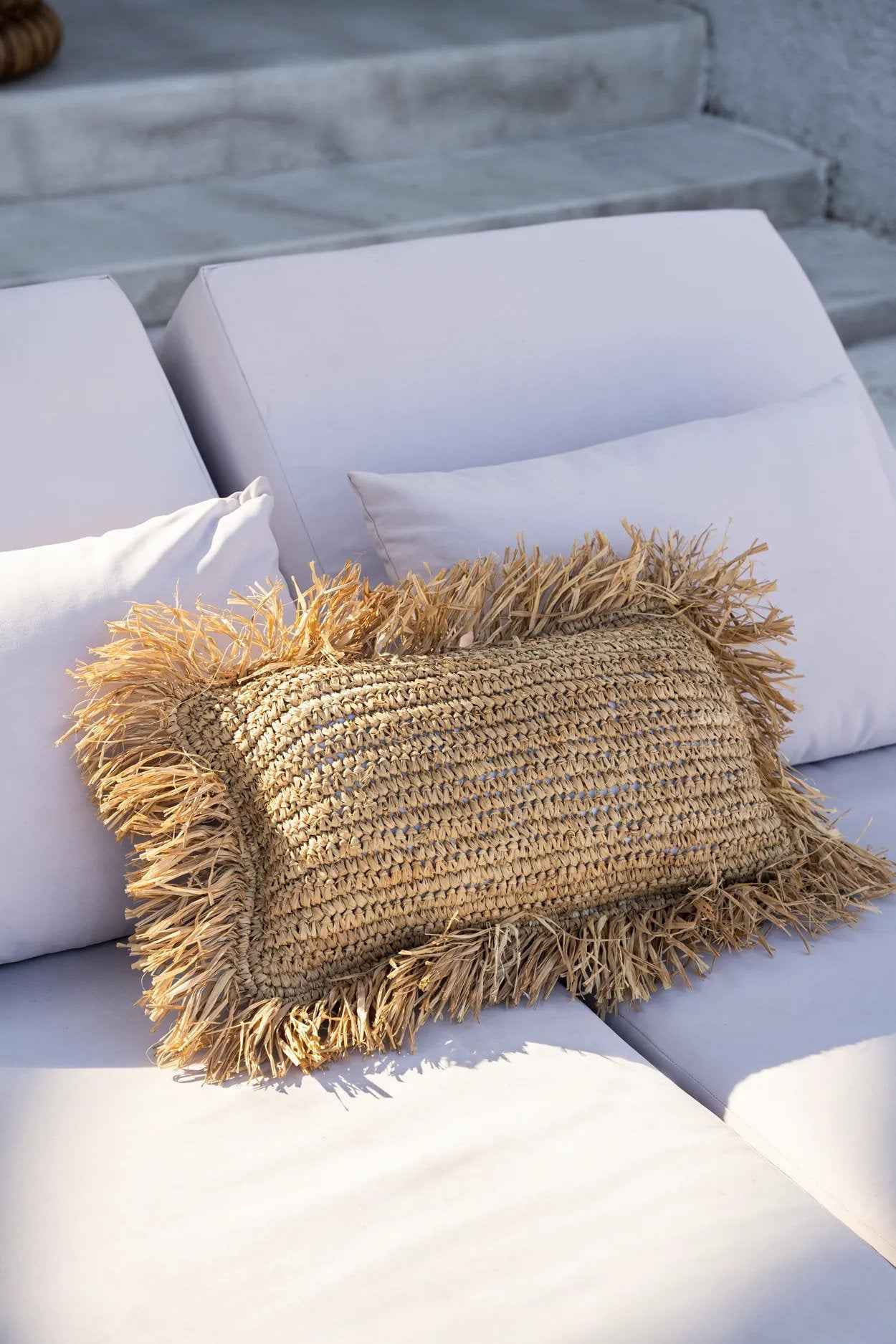 The Raffia Cushion Cover Rectangular - Natural - 30x50