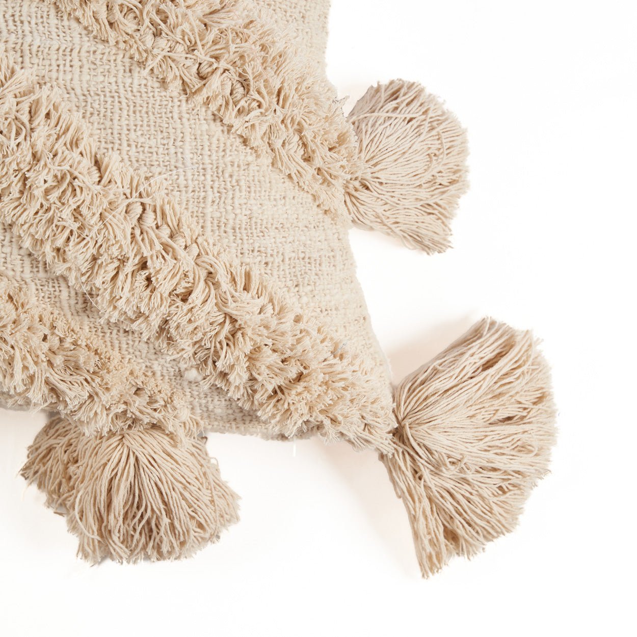 The Nomad Tassel Cushion Cover - Cream - Bambuá