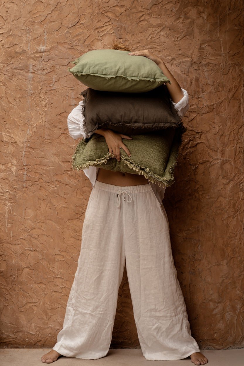 The Jungle Fringe Cushion Cover - Green - Bambuá