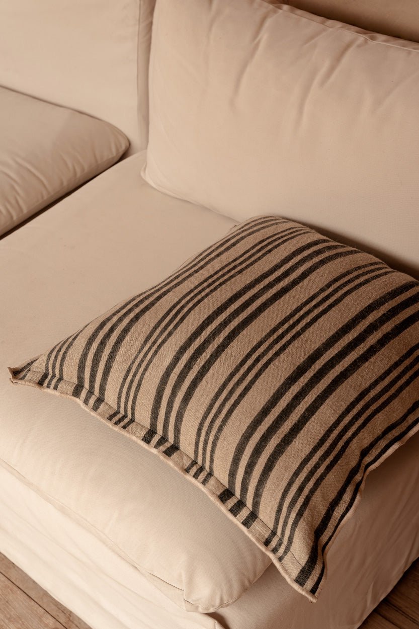 The Nordic Stripe Cushion Cover - Natural Black - 50x50 - Bambuá