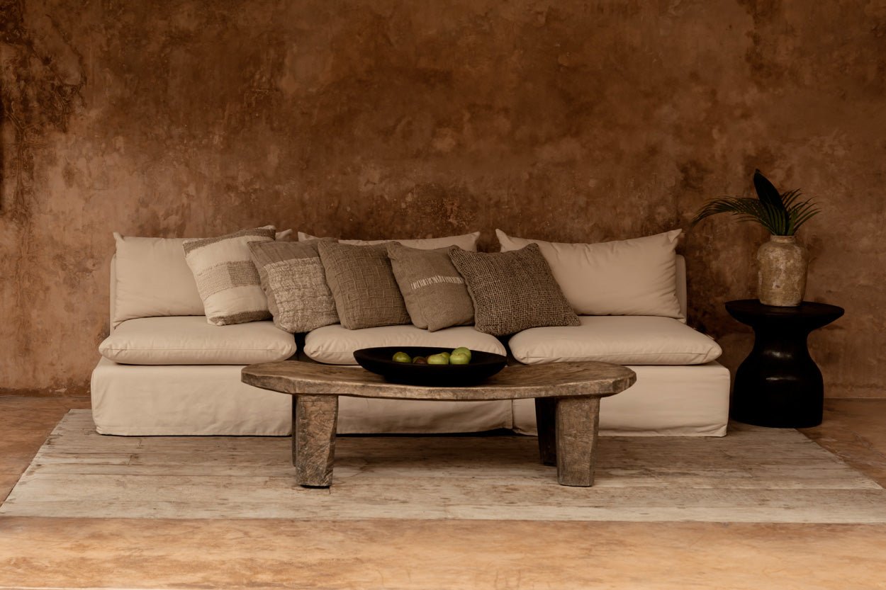 The Linen Damier Cushion Cover - Natural - Bambuá