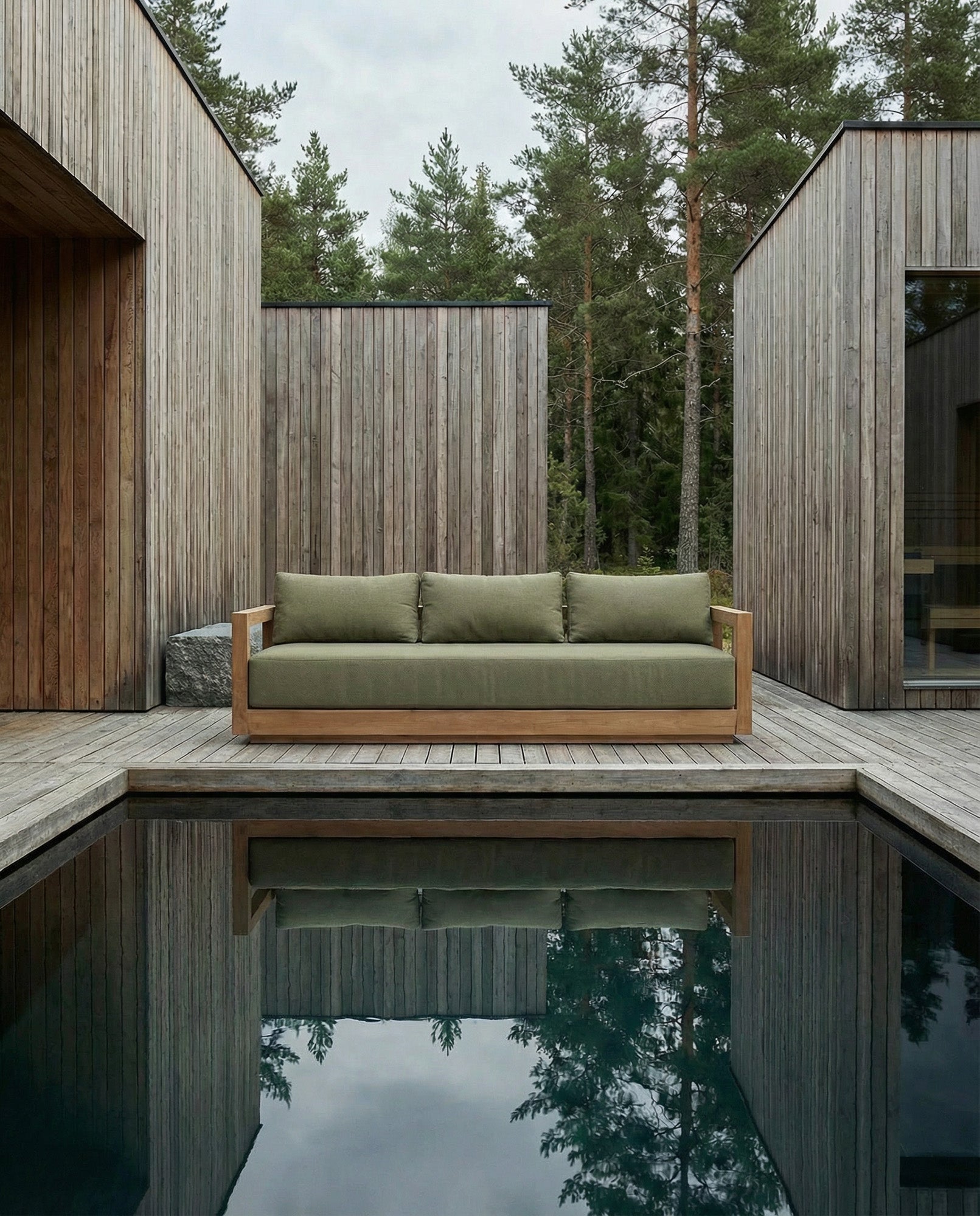 The Umalas Three Seater Sofa - Outdoor - Green Alga