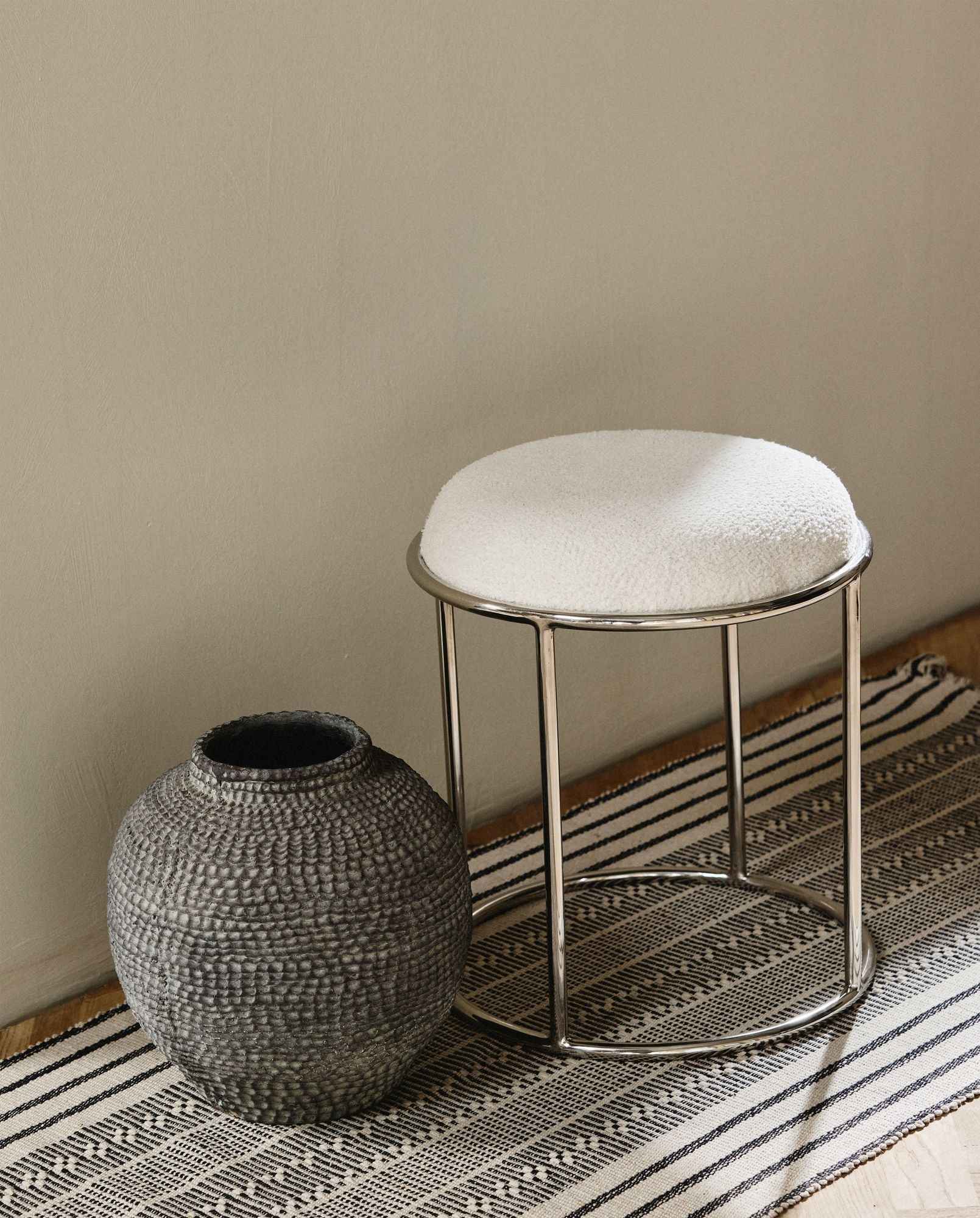 Nordal Komati Ivory Stool | Steel Frame
