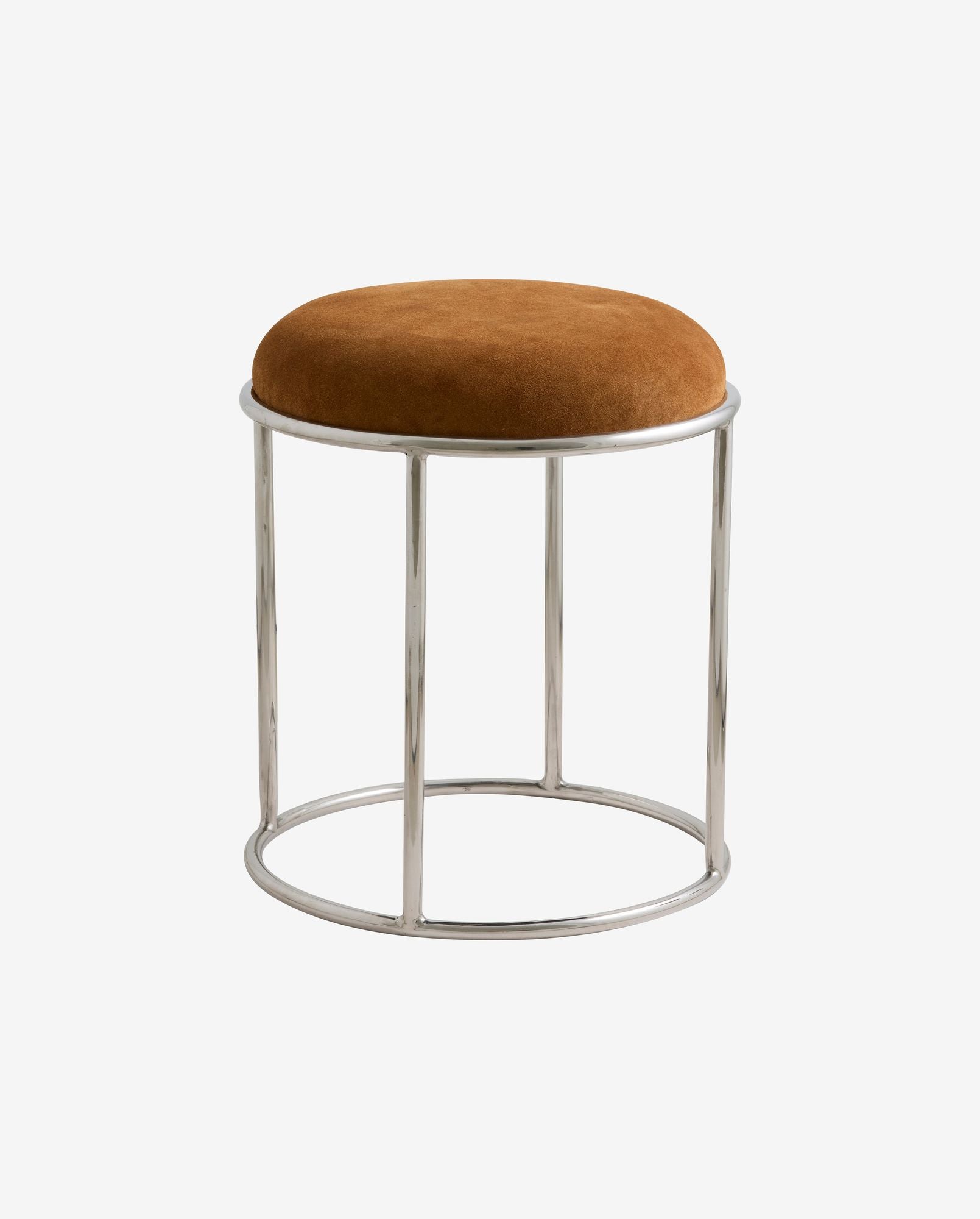Nordal Komati Brown Leather Stool | Slim Steel Frame - Bambuá