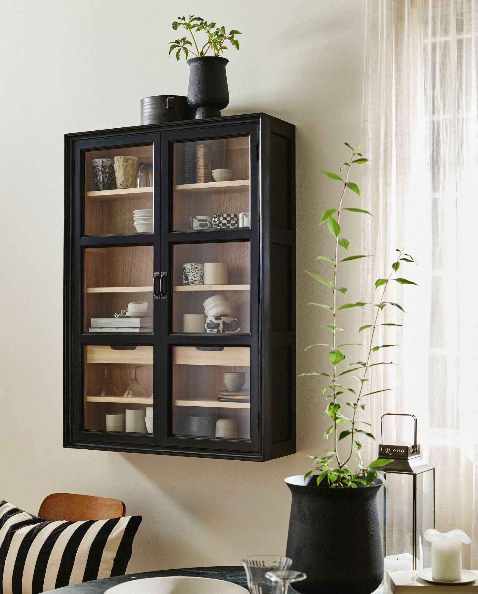 Nordal VIVA Wall Cabinet – 2 Doors, Black Gmelina Wood
