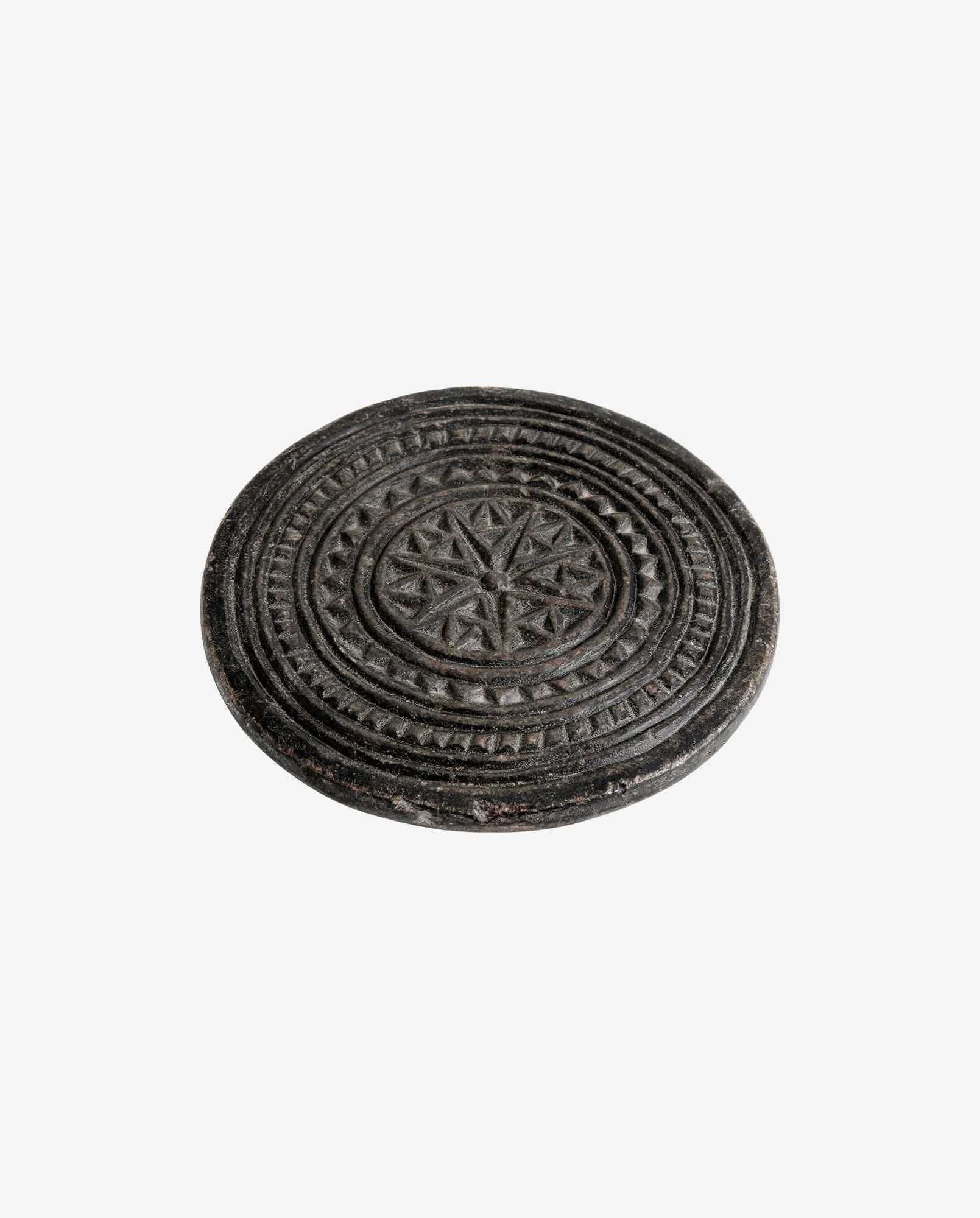 STONE coaster, round, carved
