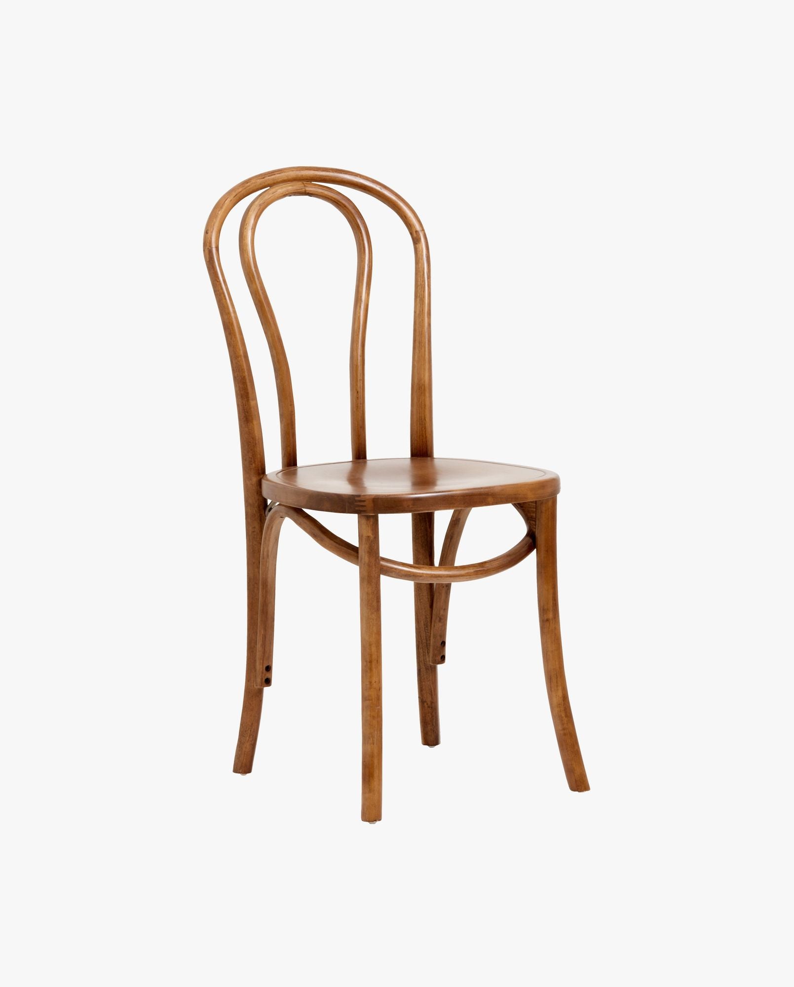 Classic wooden bentwood chair with curved backrest and smooth finish on white background