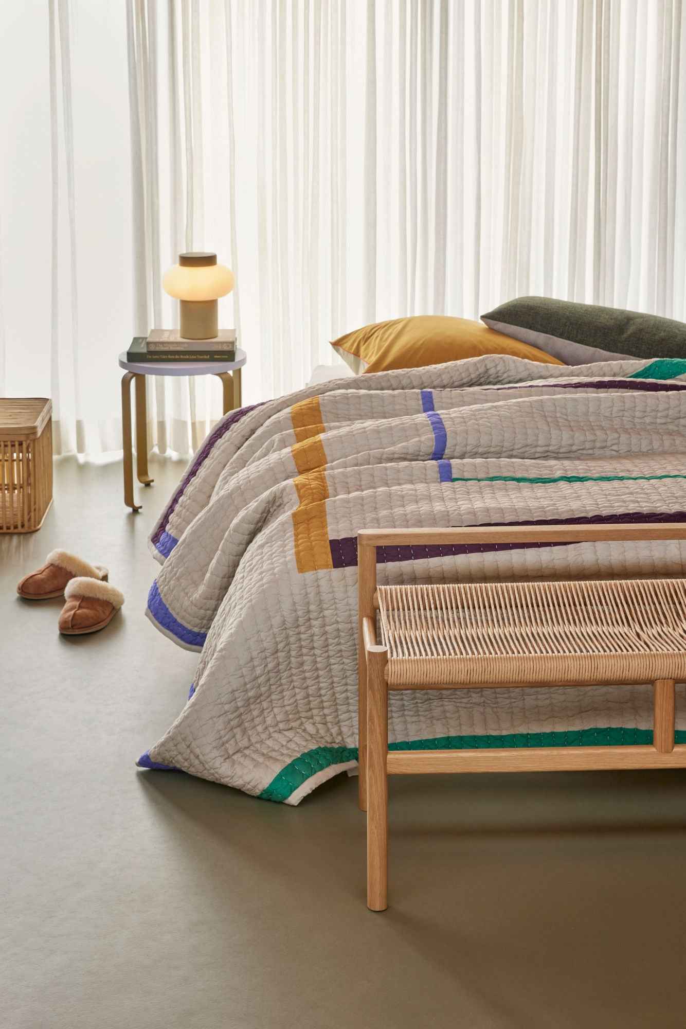 Hübsch Twist Bedspread Square 260x260 Sand/Multicolour
