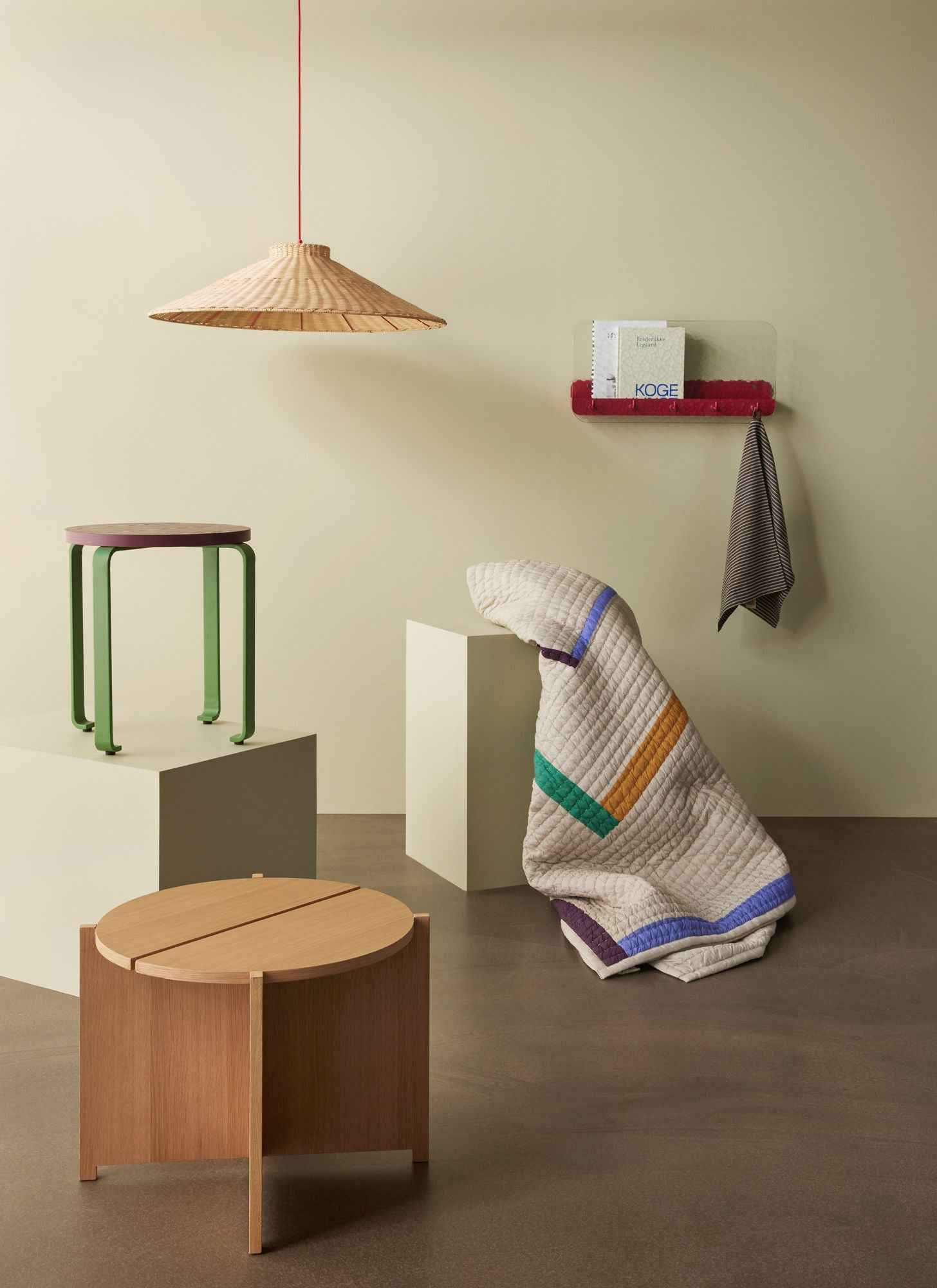 Hübsch Twist Bedspread Square 260x260 Sand/Multicolour