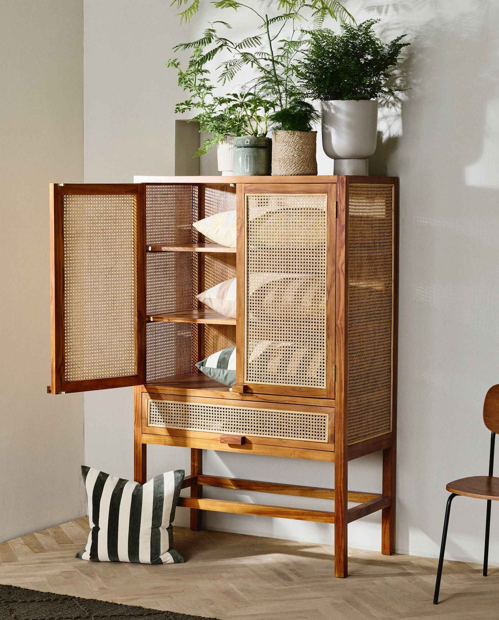 MERGE cabinet, nature w/rattan