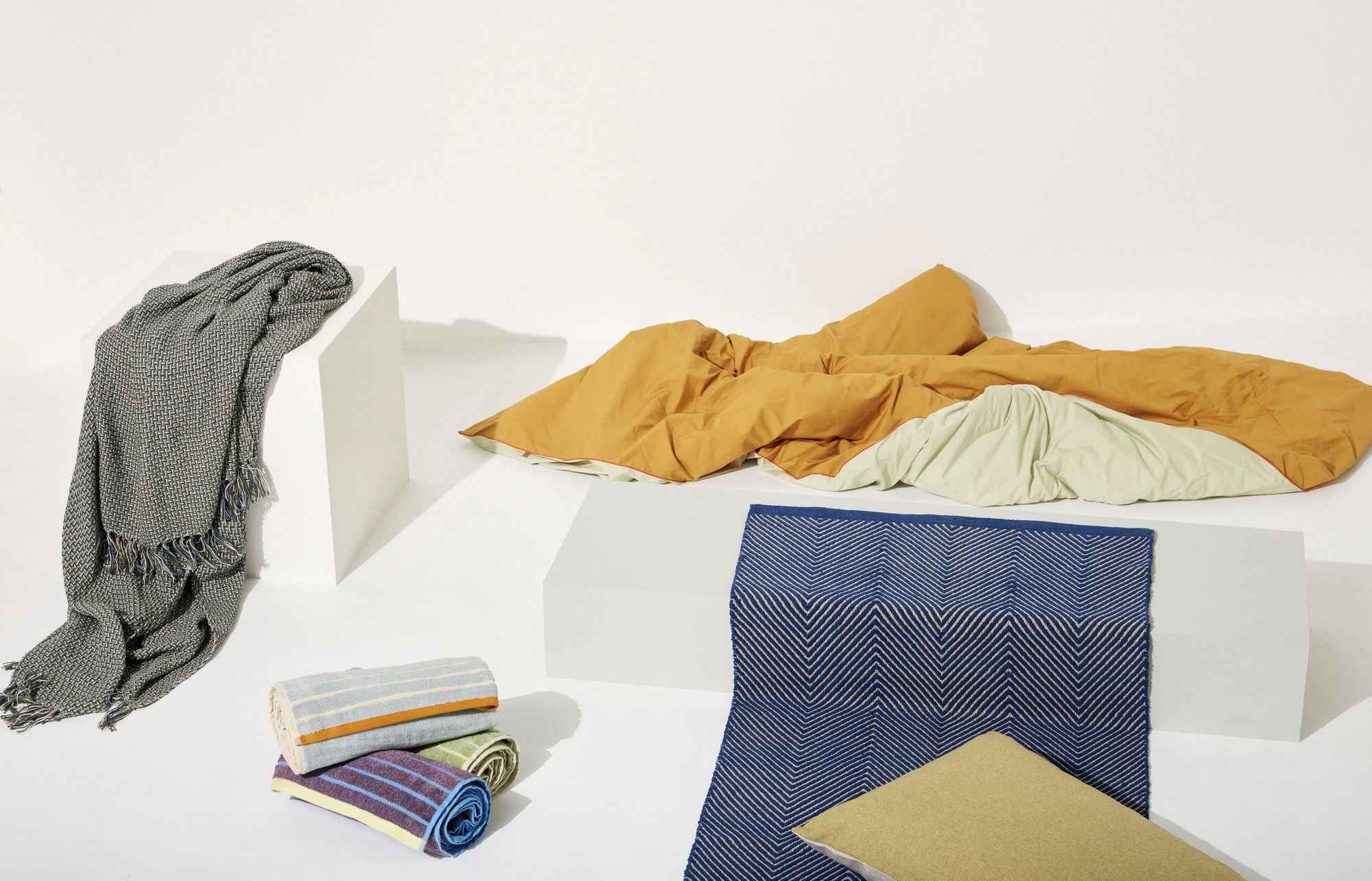 Hübsch Aki Bed Linen 80/220 Orange/Green