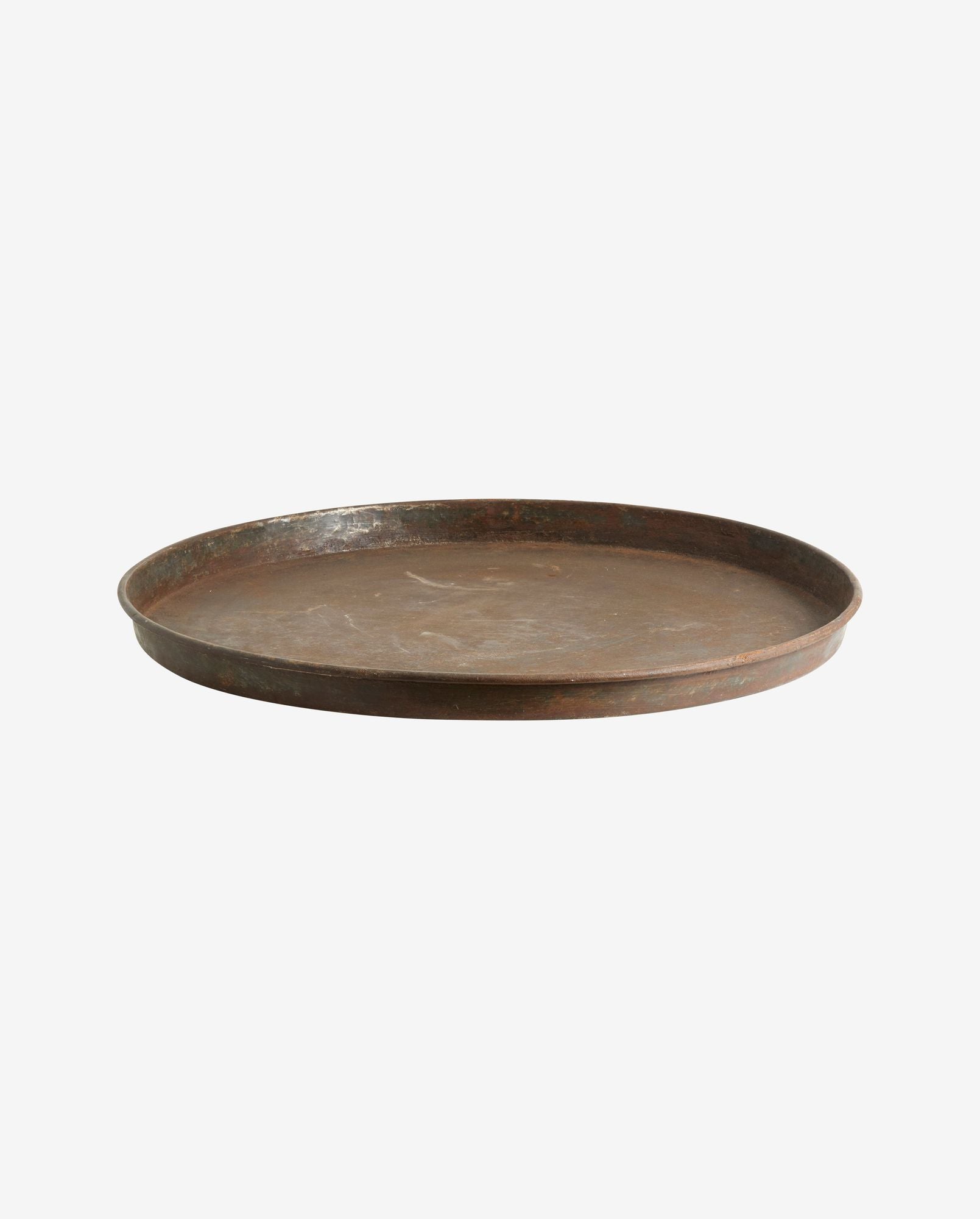 LOMBOK round tray, L, antique - silver finish - Bambuá