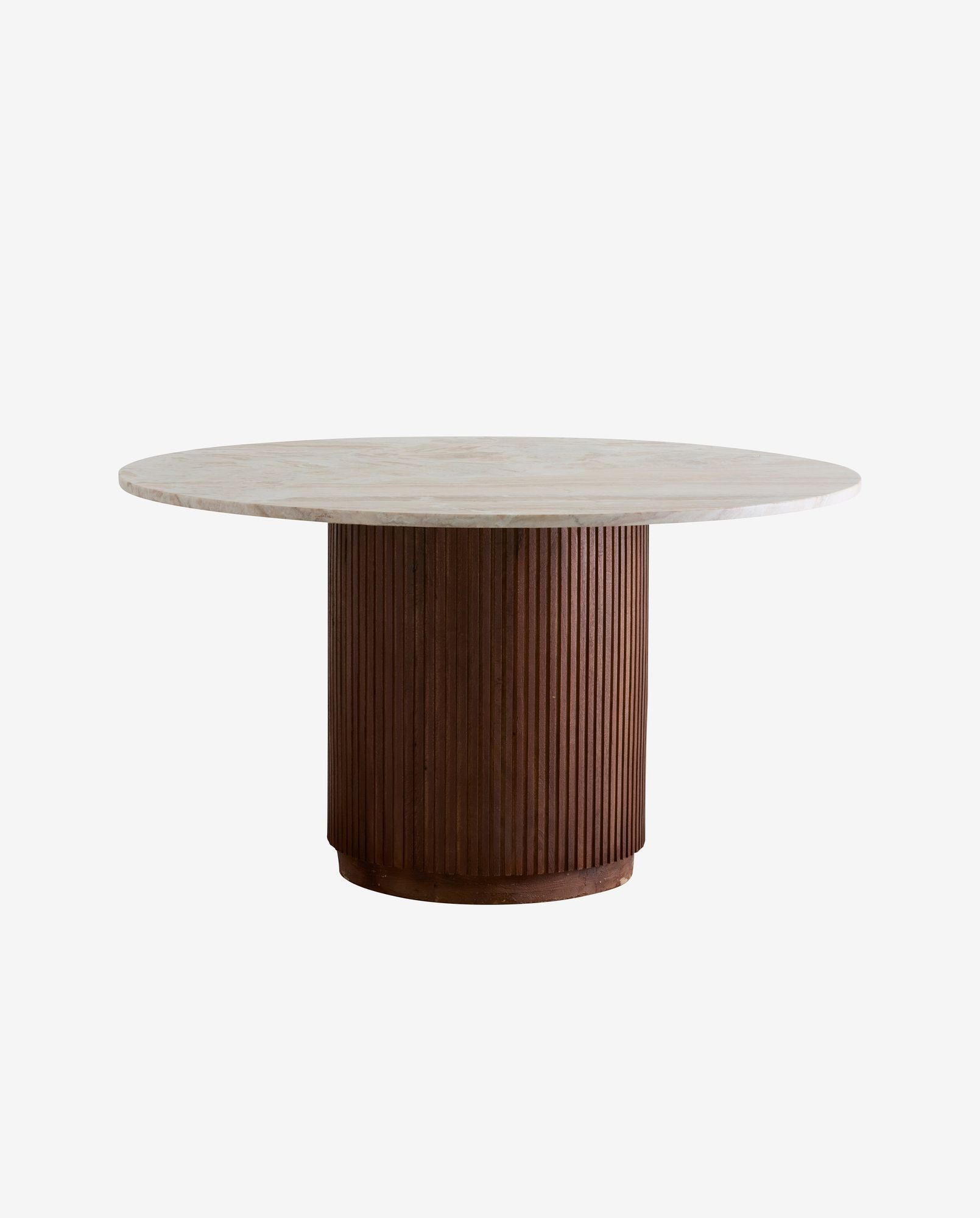 ERIE round dining table wood finish w. Ivory nature marble tabletop - Bambuá