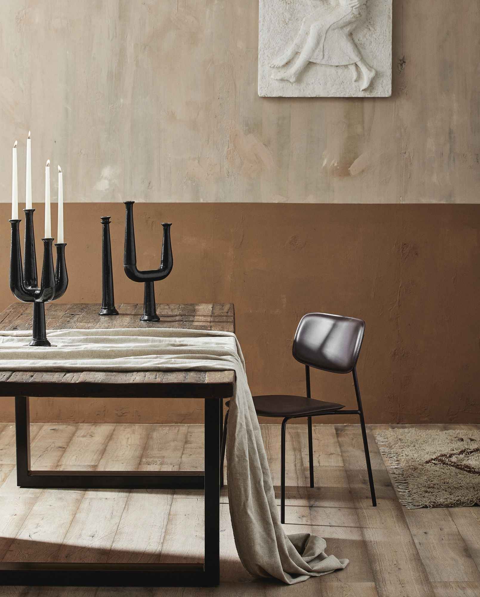 VINTAGE iron table w/wooden top, raw