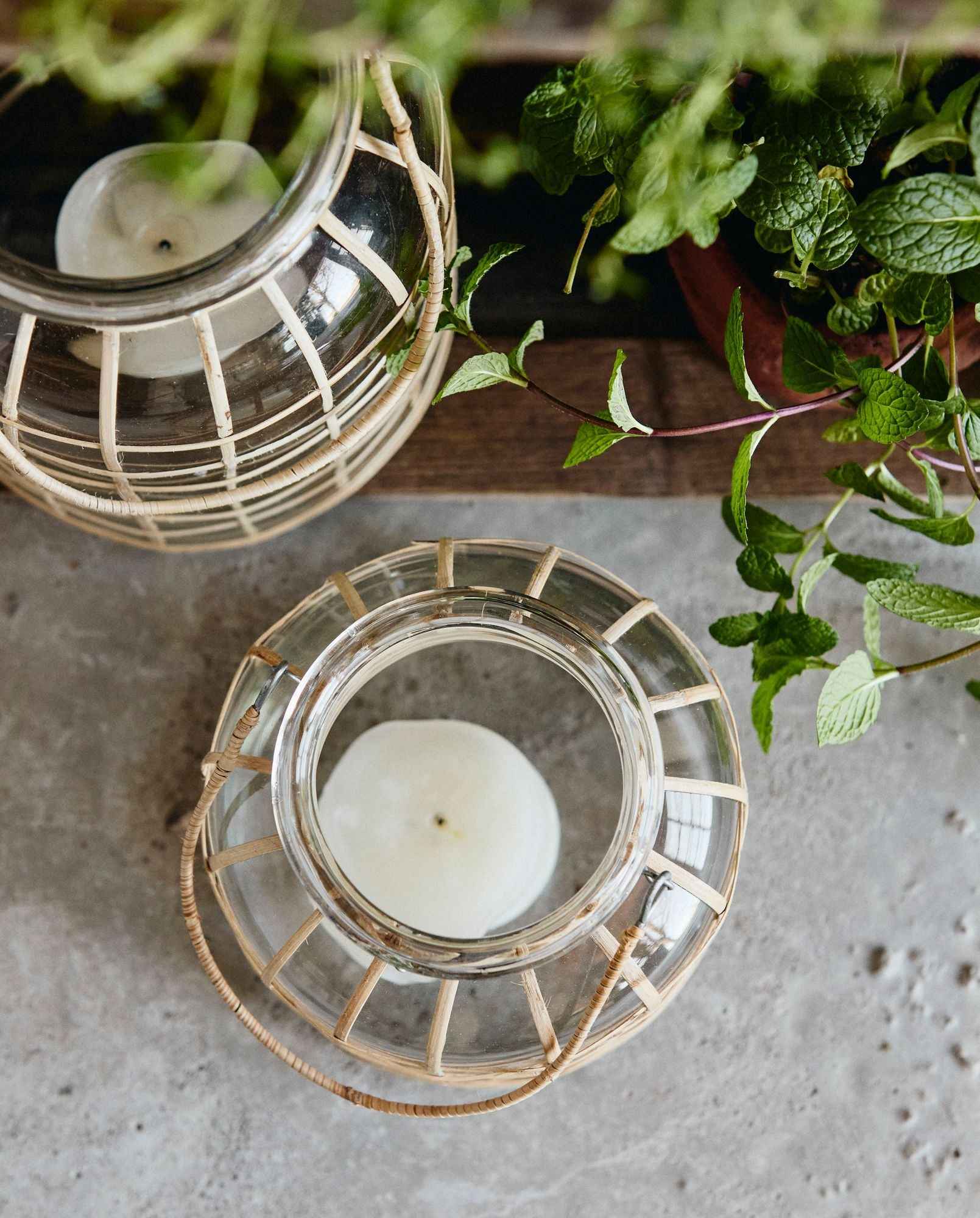 BAMBOO candle holder, glass, medium