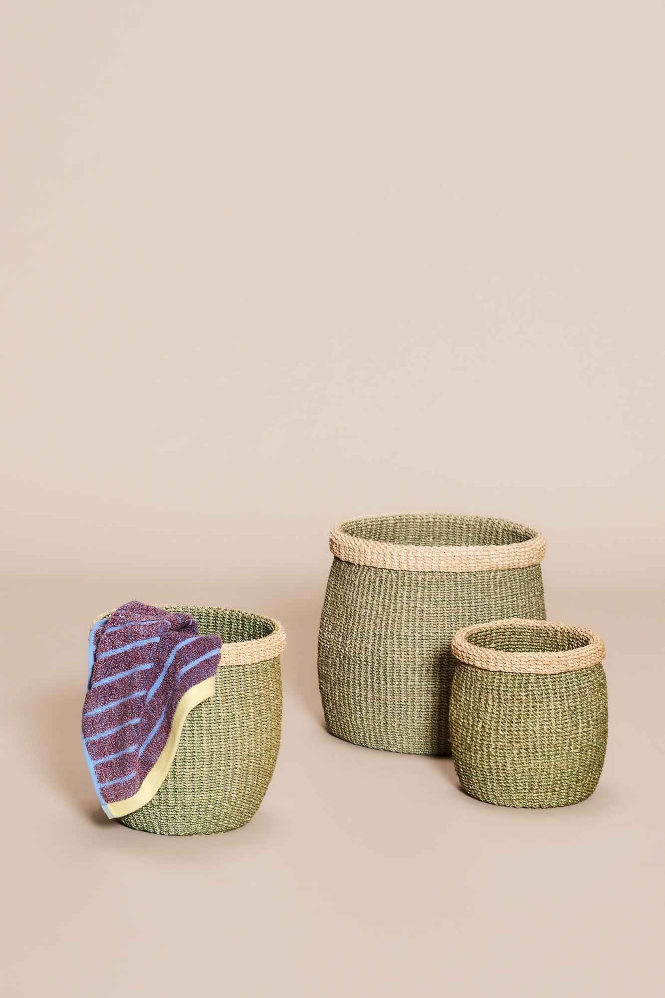 Hübsch Moss Baskets Green/Natural (set of 3)