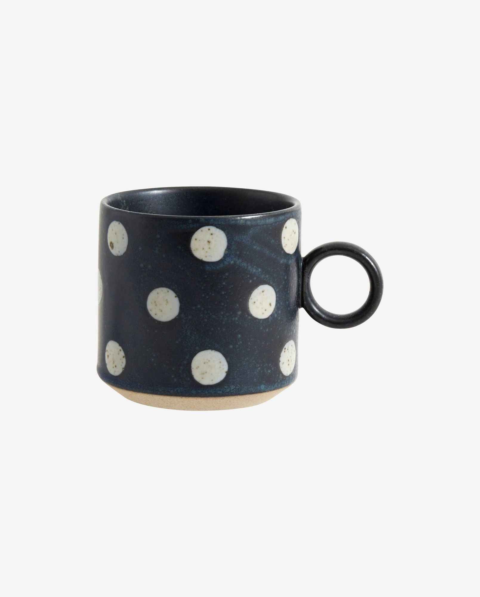 GRAINY cup w. handle, dark blue/ sand