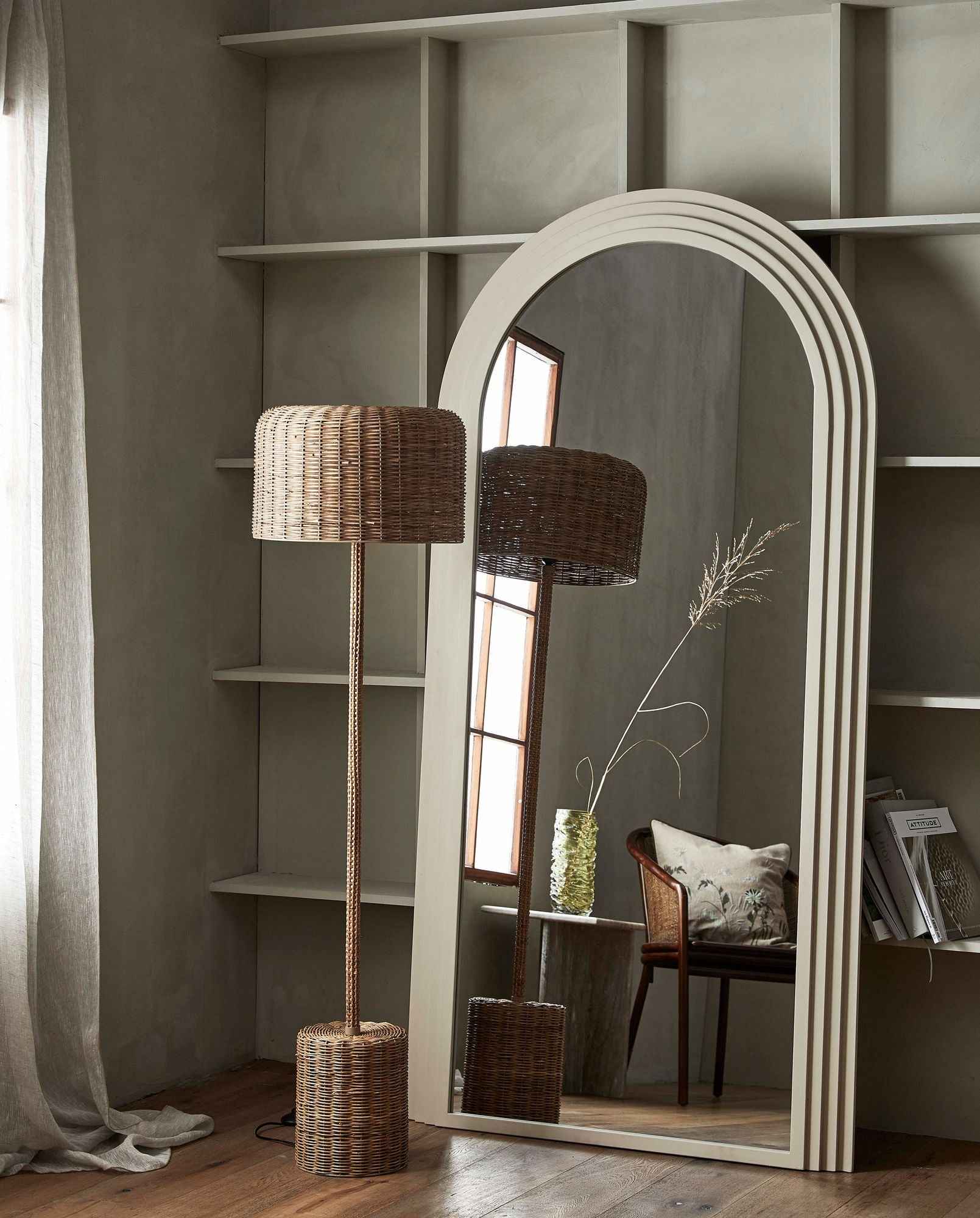 CANE rattan, floor lamp - natural