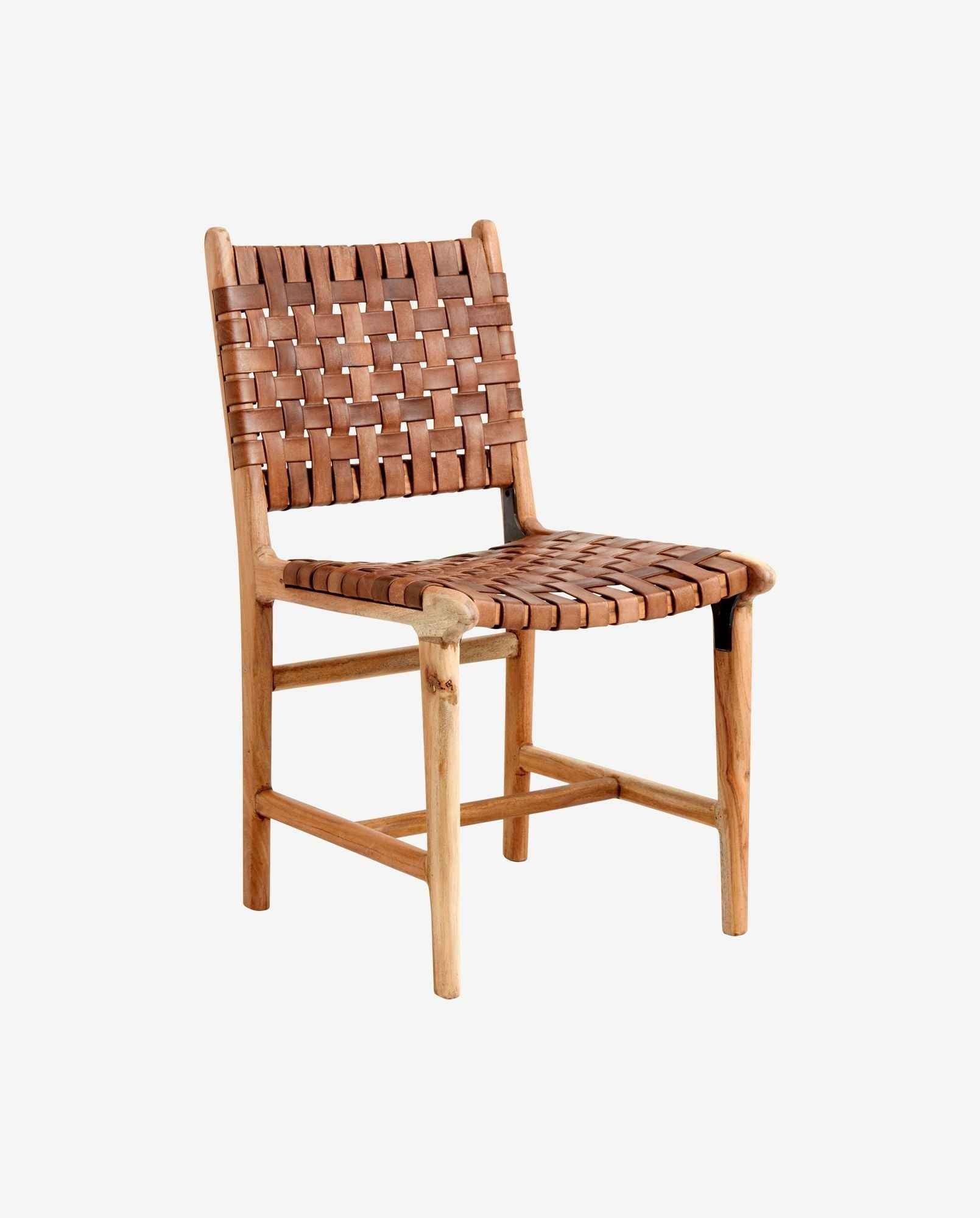 AYA dinner chair, brown leather/wood