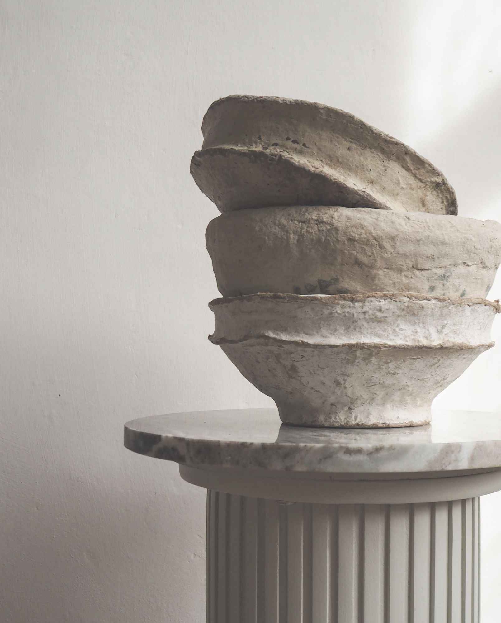 BOWL paper maché, vintage - beige, asst.