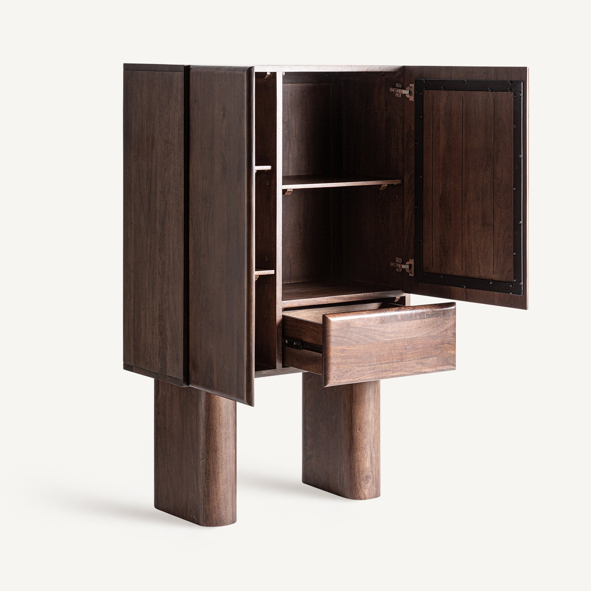 Craigh Wardrobe – Contemporary Mango Wood and Steel Storage Cabinet - Bambuá