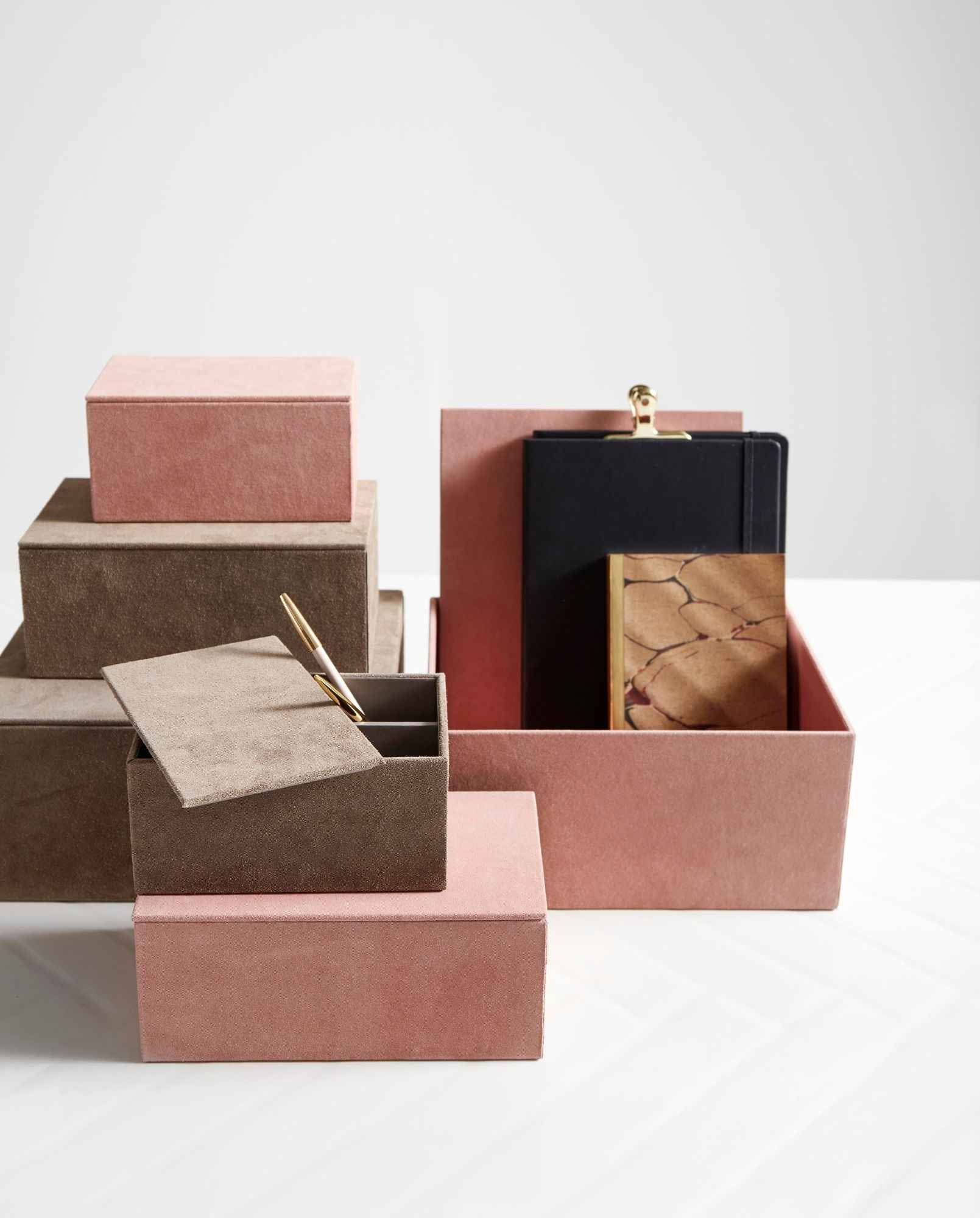 KASTELA box set/3 - rose, suede leather