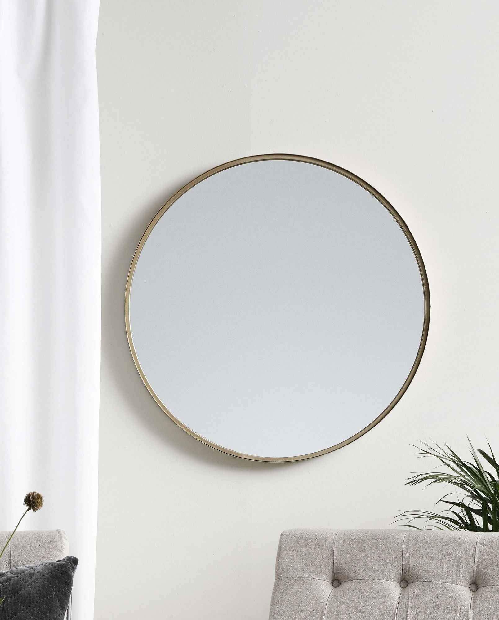 CURLEW round mirror, iron - brass