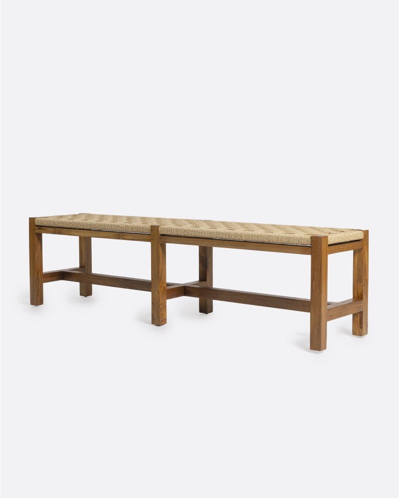 CORA outdoor bench in recycled teak wood and synthetic cord - Bambuá