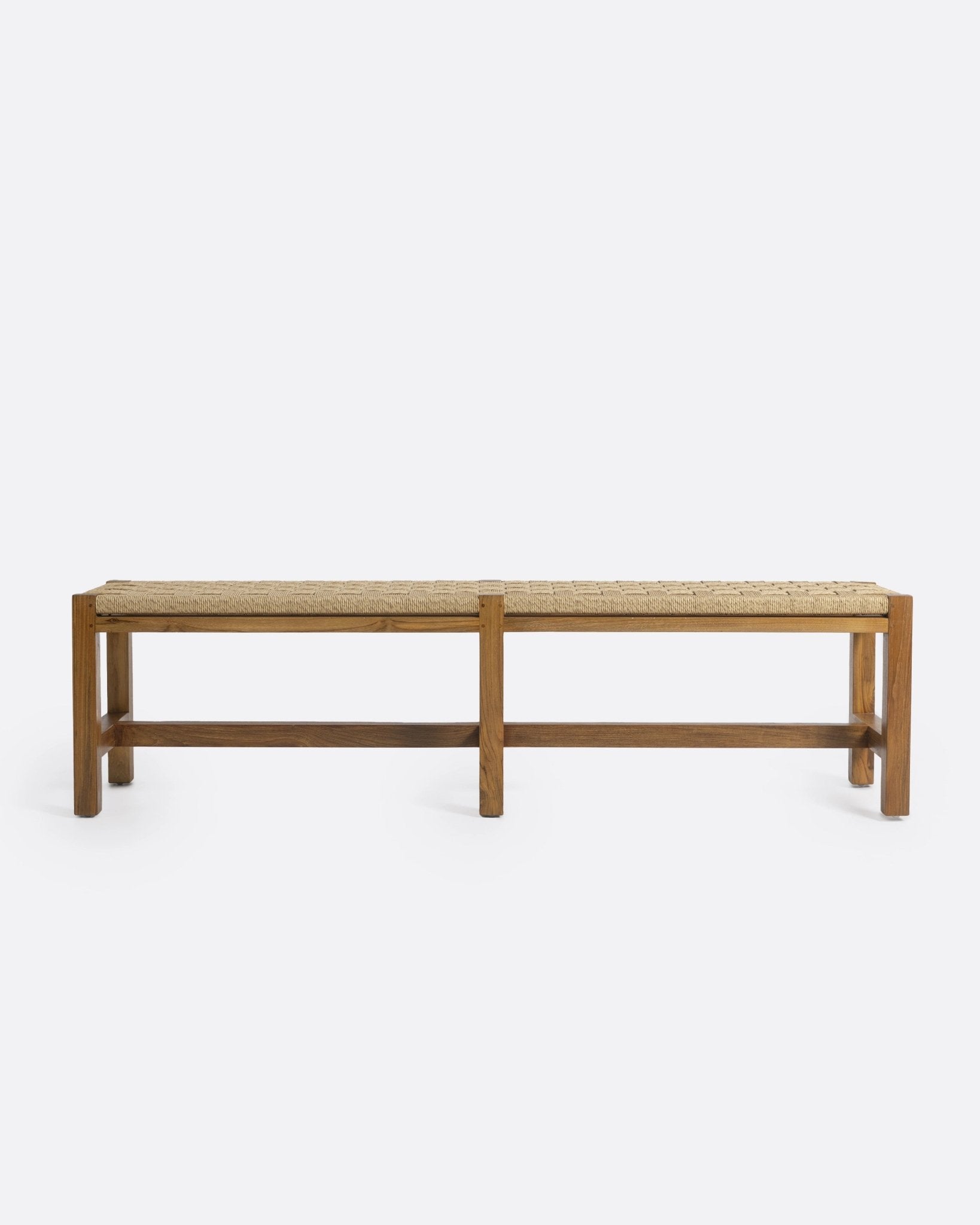 CORA outdoor bench in recycled teak wood and synthetic cord - Bambuá