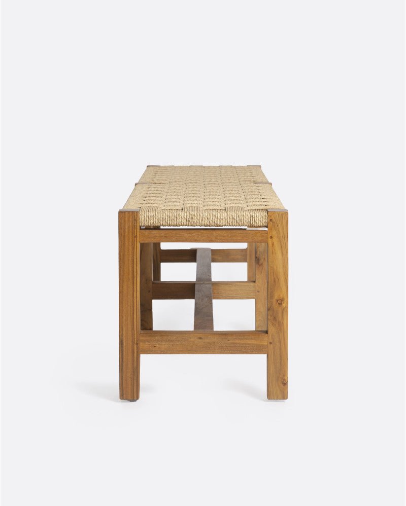 CORA outdoor bench in recycled teak wood and synthetic cord - Bambuá