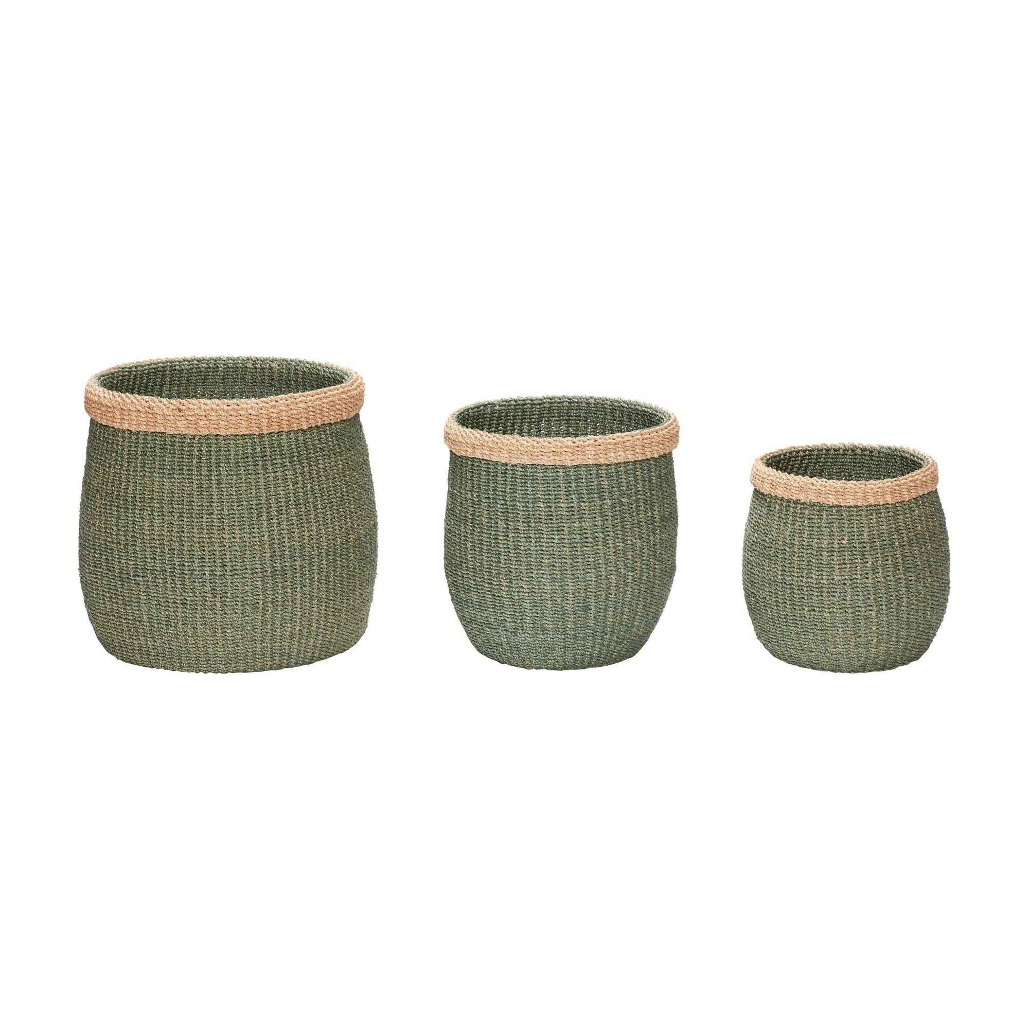 Hübsch Moss Baskets Green/Natural (set of 3)