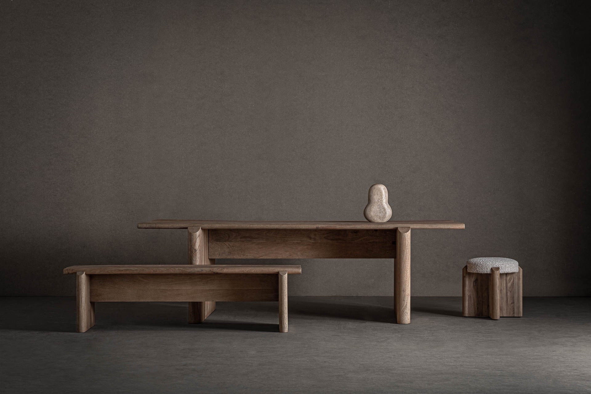 Jacquard Dining Table | Minimalist Mango Wood Design in Light Brown - Bambuá