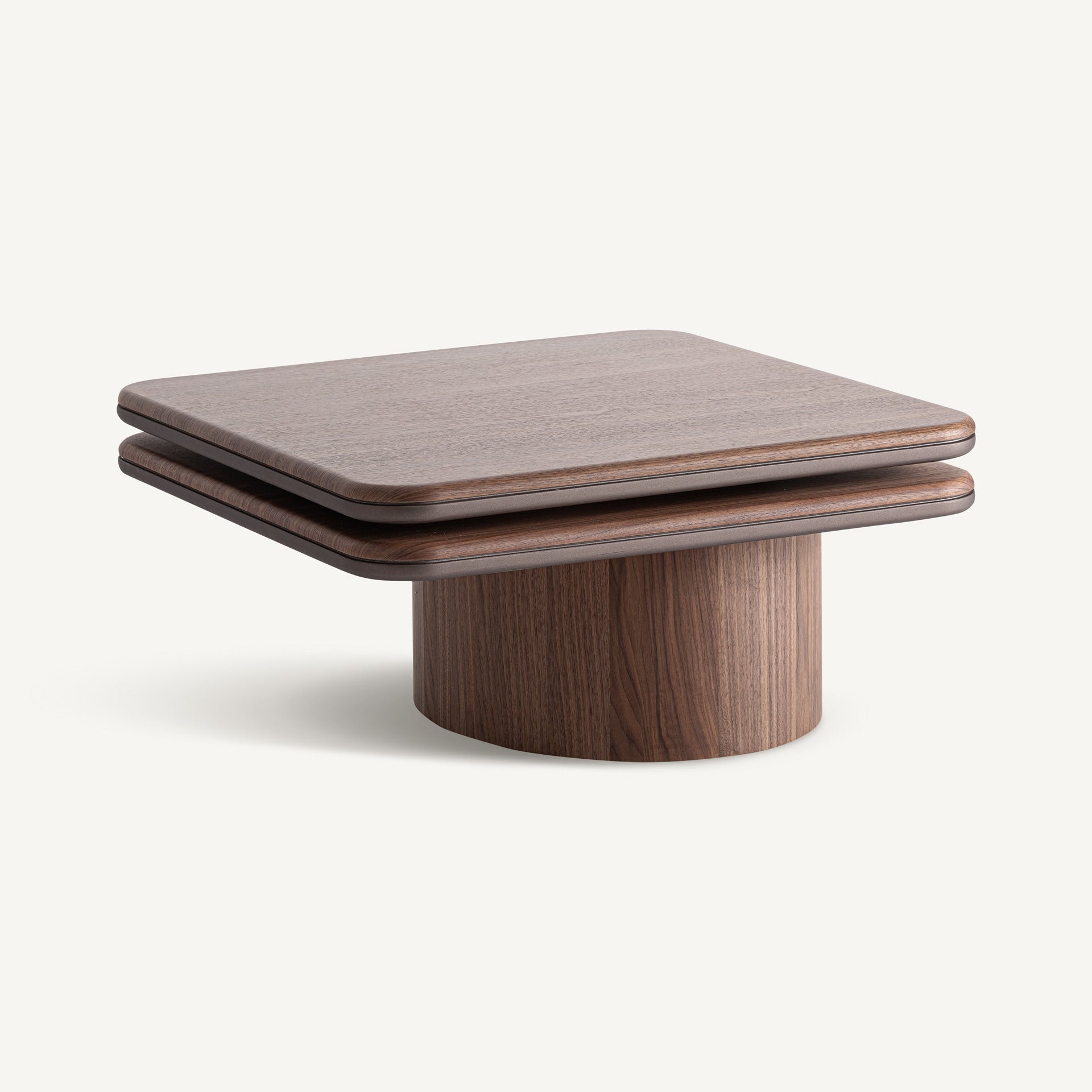 Kexby Coffee Table – Sculptural Walnut Veneer and Iron Detail - Bambuá