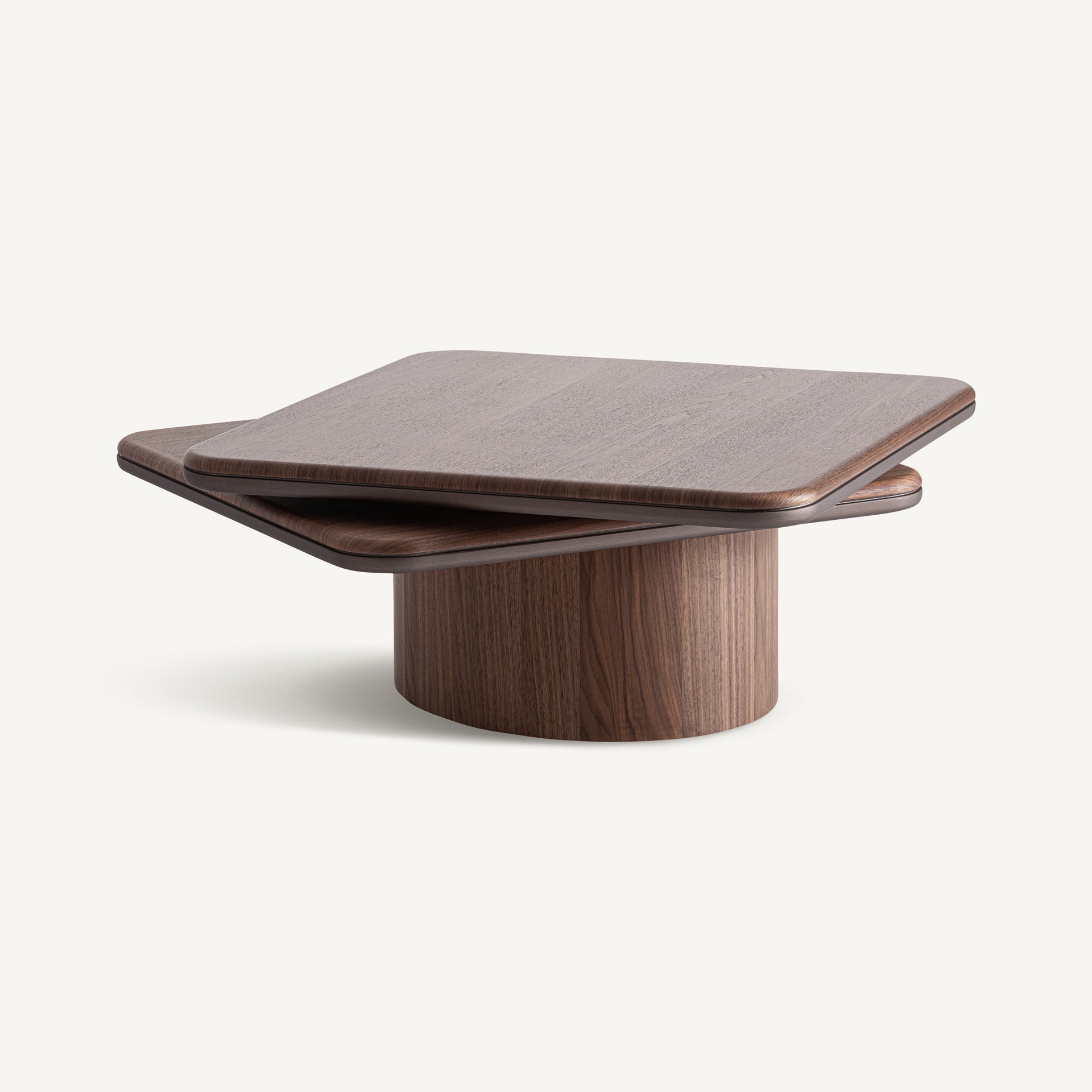 Kexby Coffee Table – Sculptural Walnut Veneer and Iron Detail - Bambuá