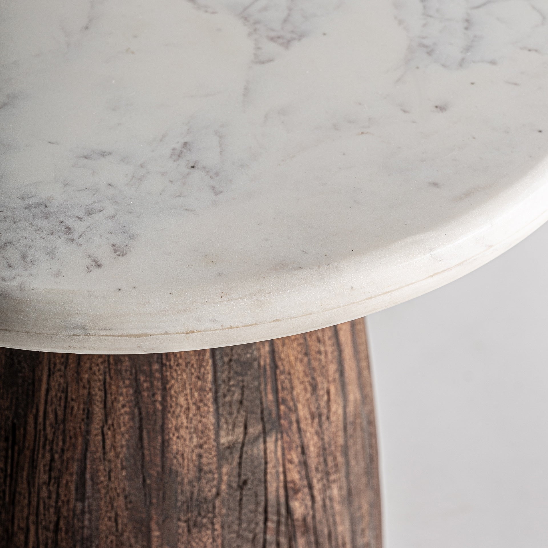Skorup Coffee Table – White Marble and Aged Brown Wood Finish - Bambuá
