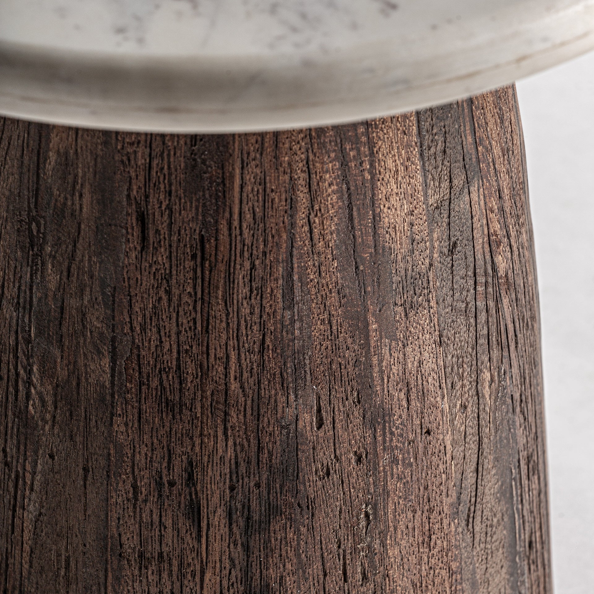 Skorup Coffee Table – White Marble and Aged Brown Wood Finish - Bambuá