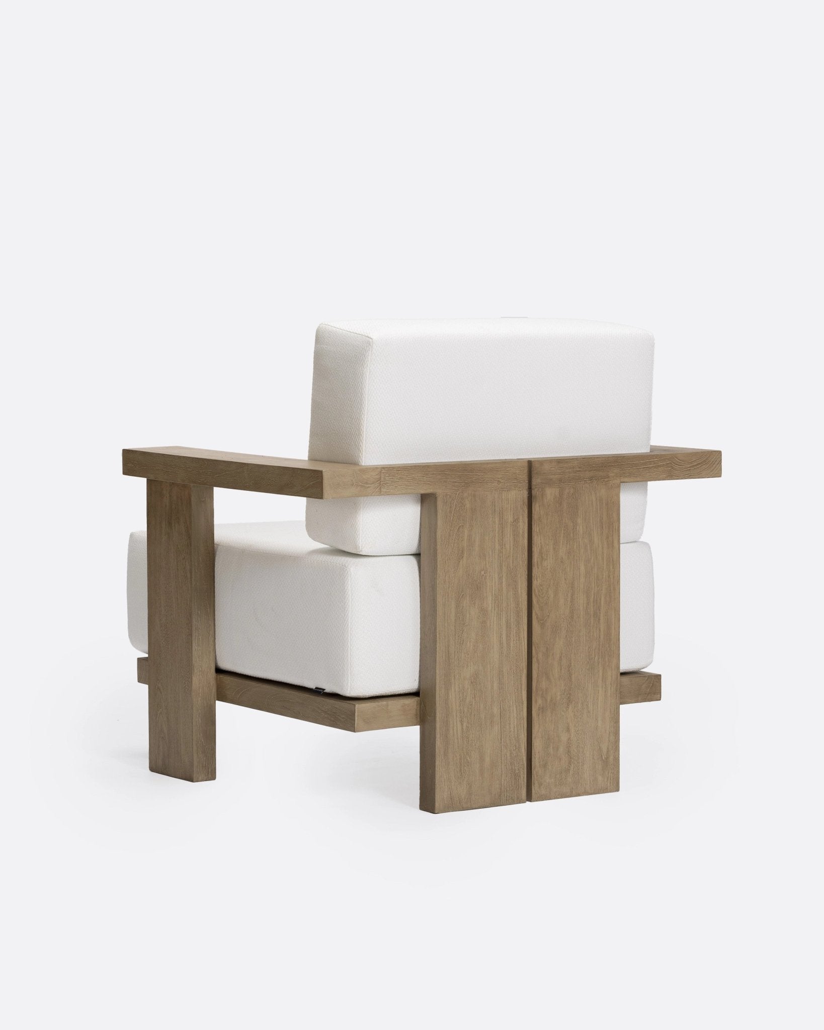 PANJANG 1 - seater outdoor sofa in teak wood and white upholstery - Bambuá