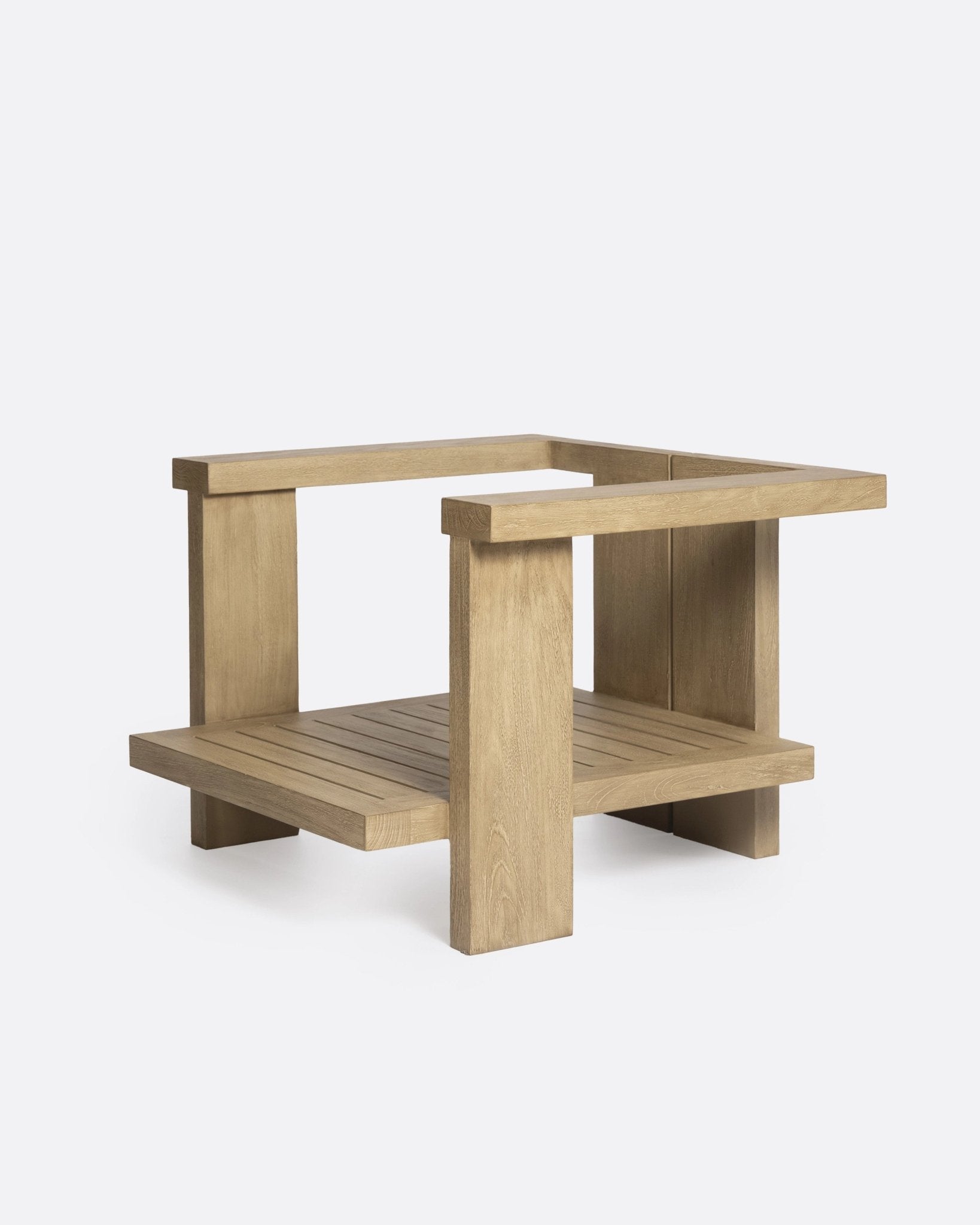 PANJANG 1 - seater outdoor sofa in teak wood and white upholstery - Bambuá
