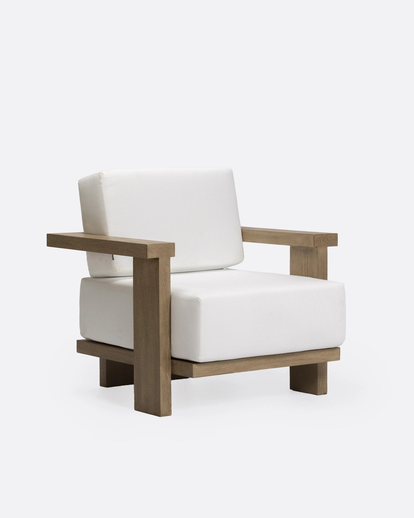 PANJANG 1 - seater outdoor sofa in teak wood and white upholstery - Bambuá